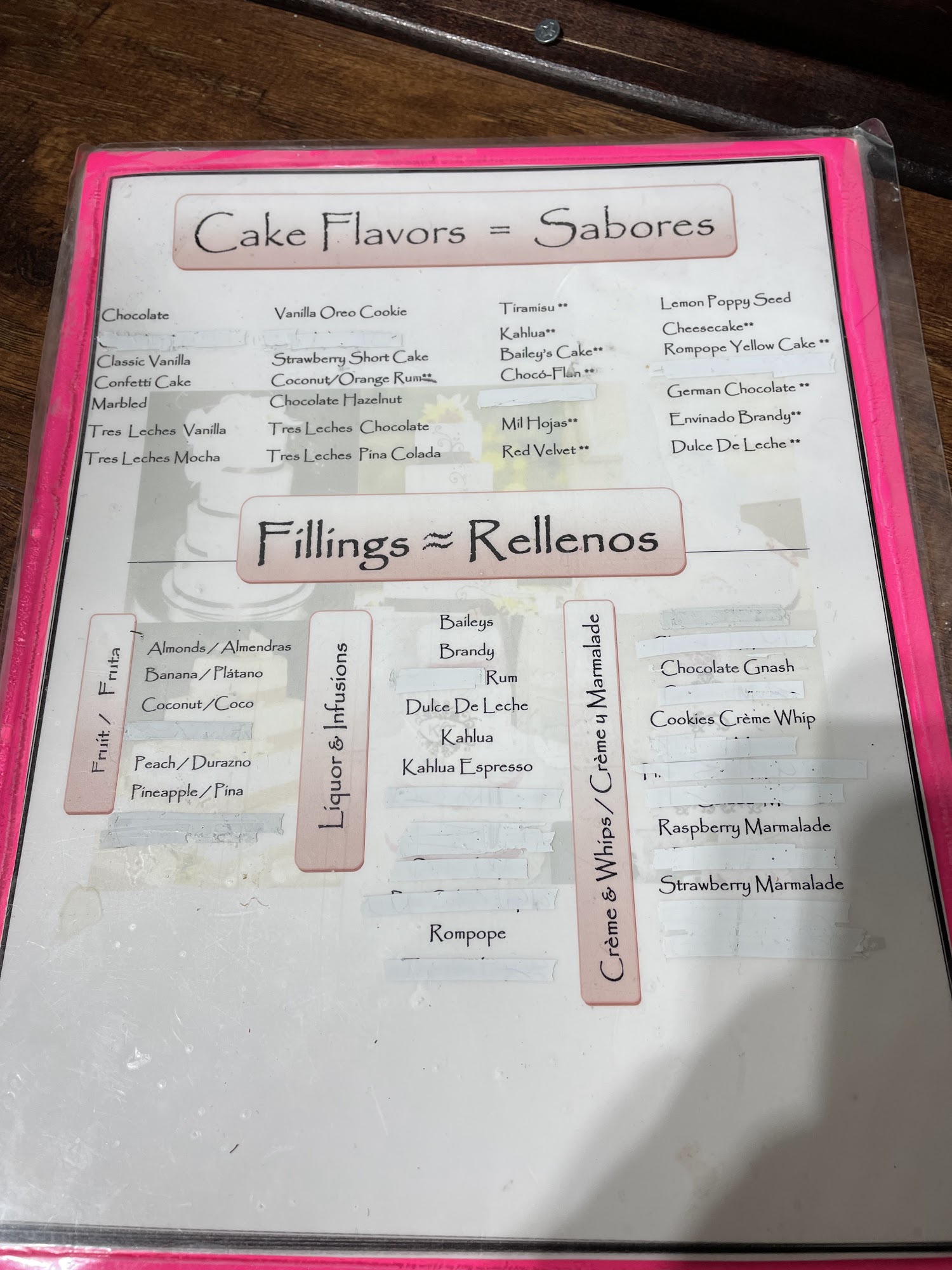 Good Cake Bakery Menu
