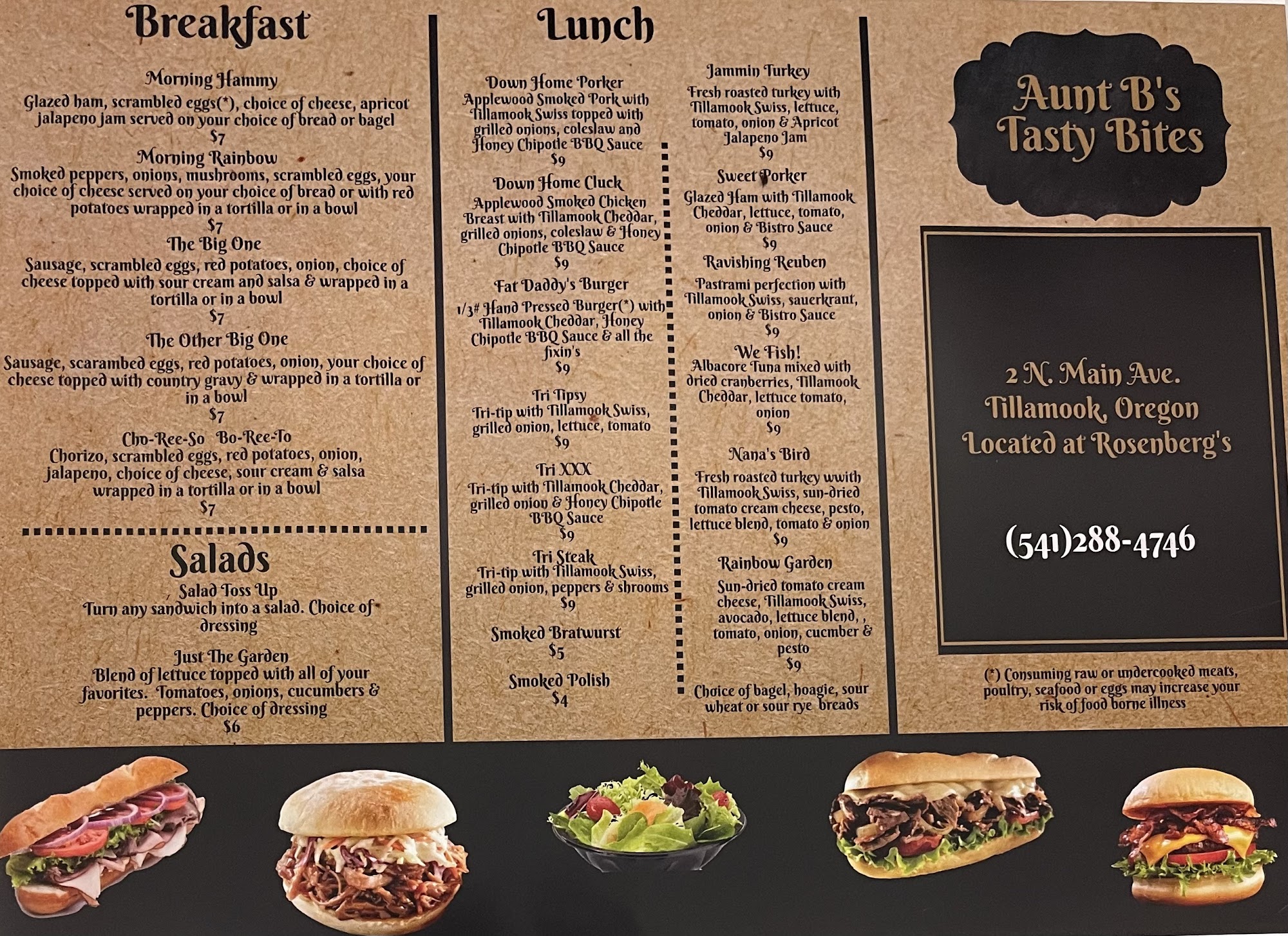 Aunt B's Tasty Bites Menu
