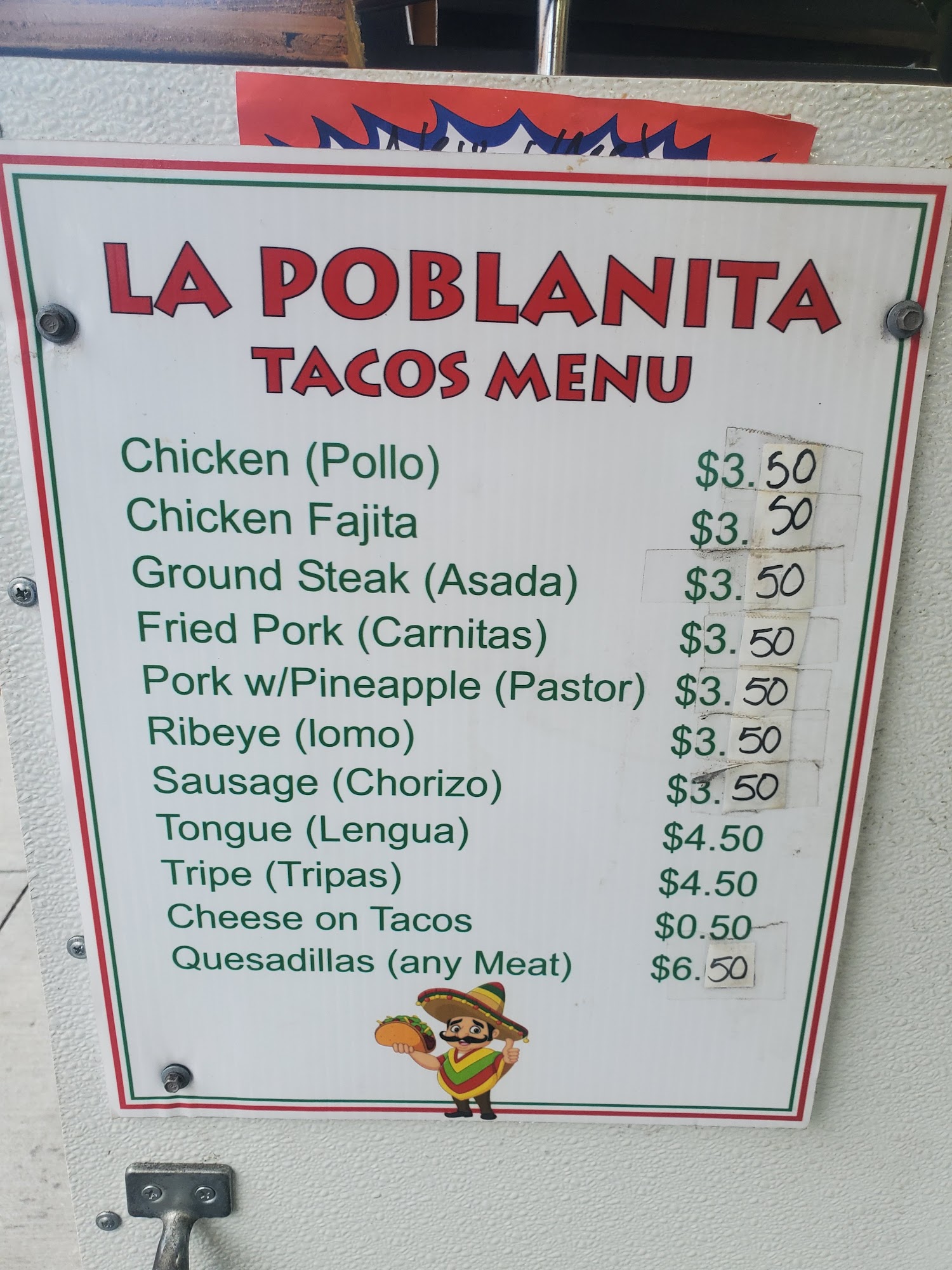 La Poblanita Grocery Menu