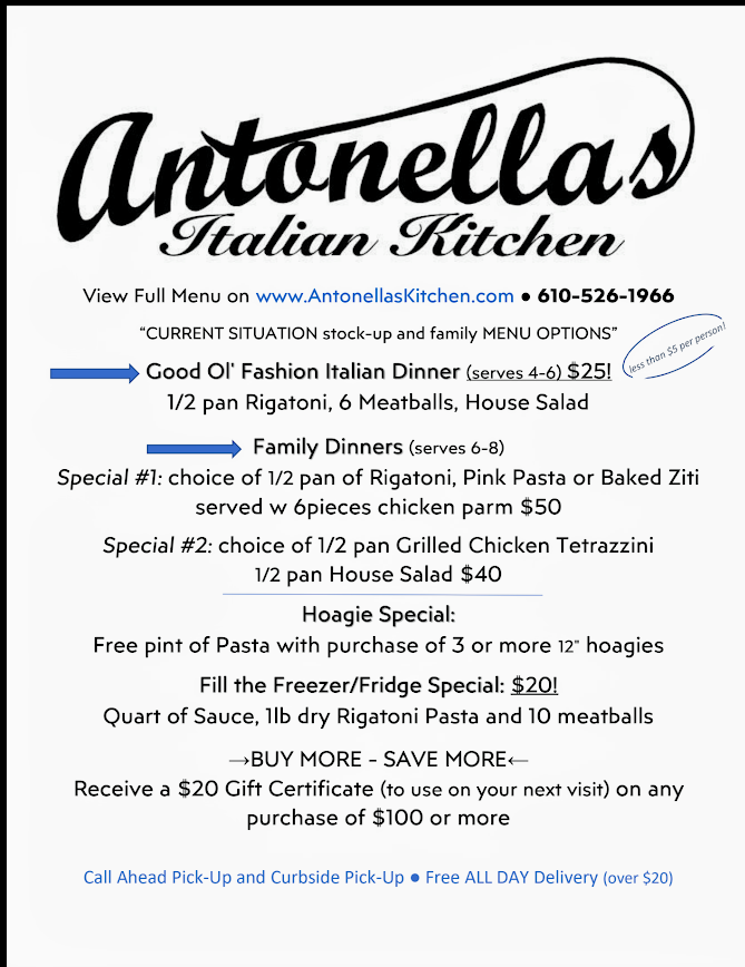 Antonella's Italian Kitchen Menu