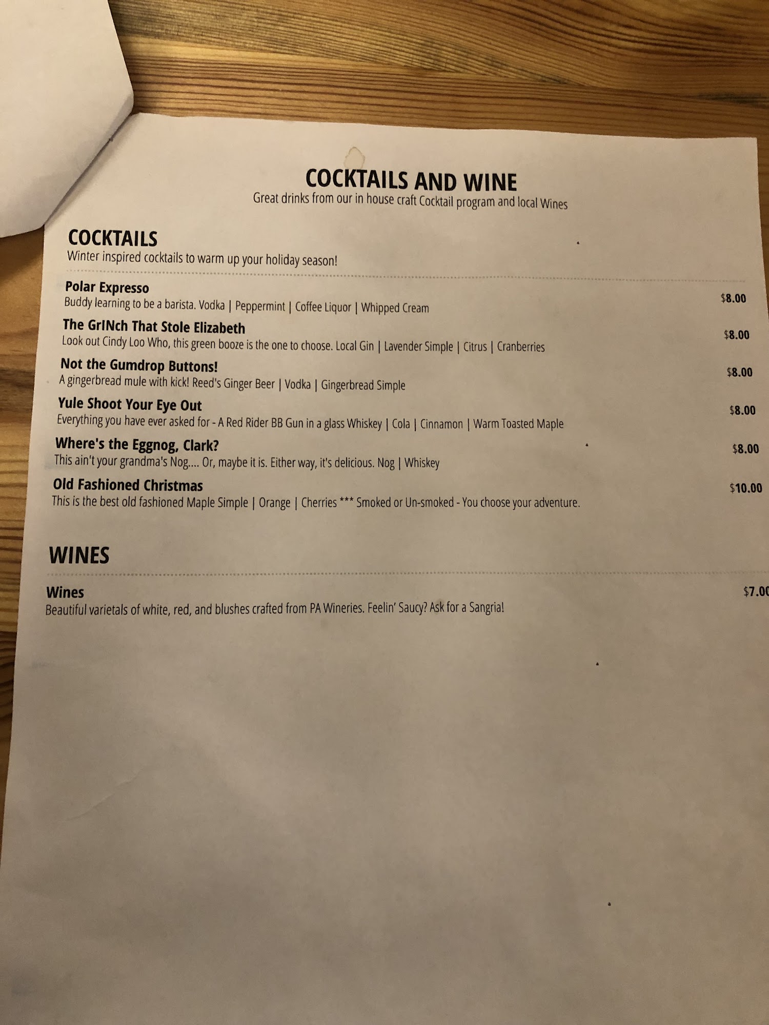 Firewhistle Brewing Menu