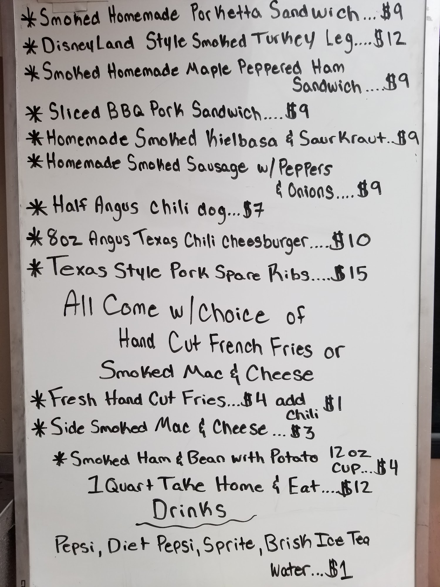 Backwoods BBQ Menu