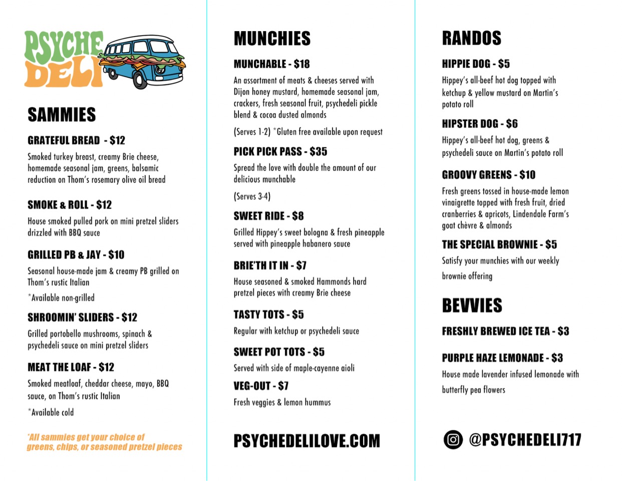 Psychedeli Menu
