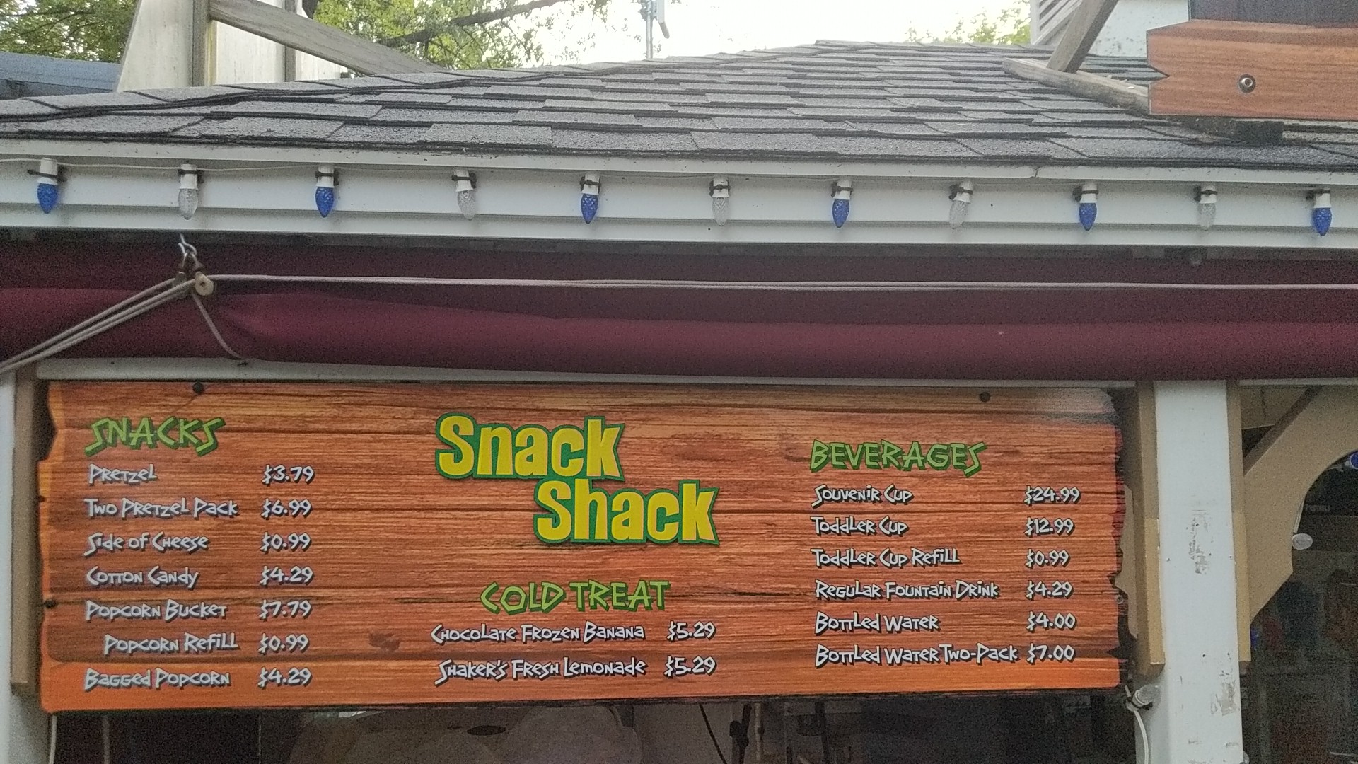 Snack Shack Menu