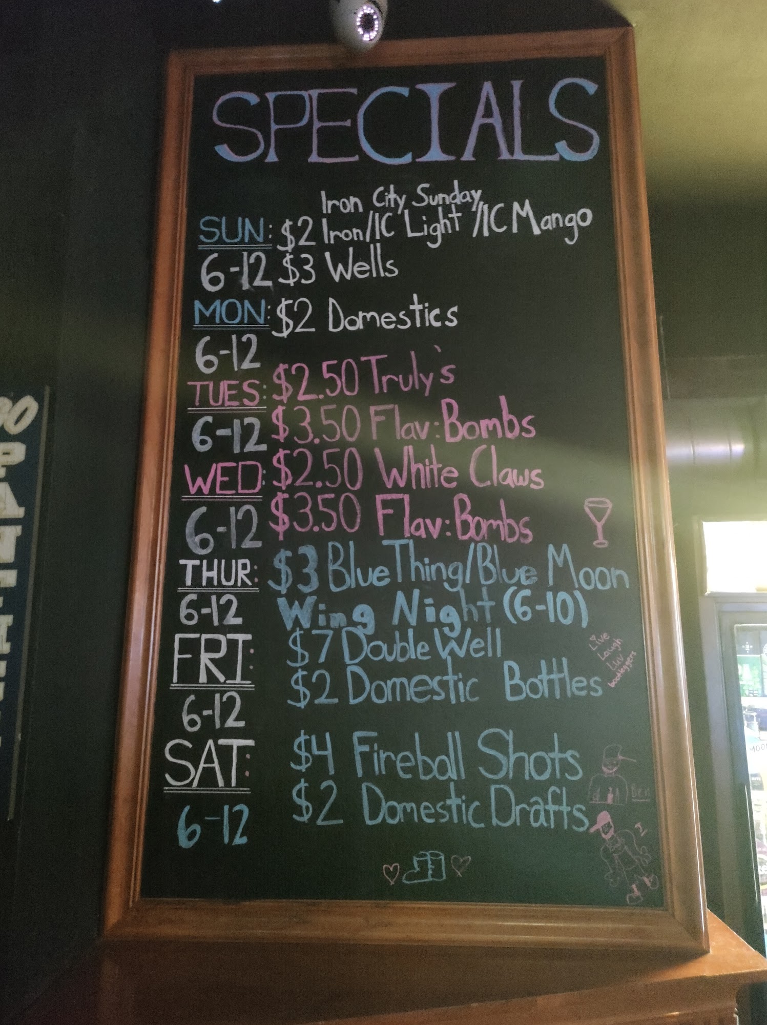 Bootleggers Menu