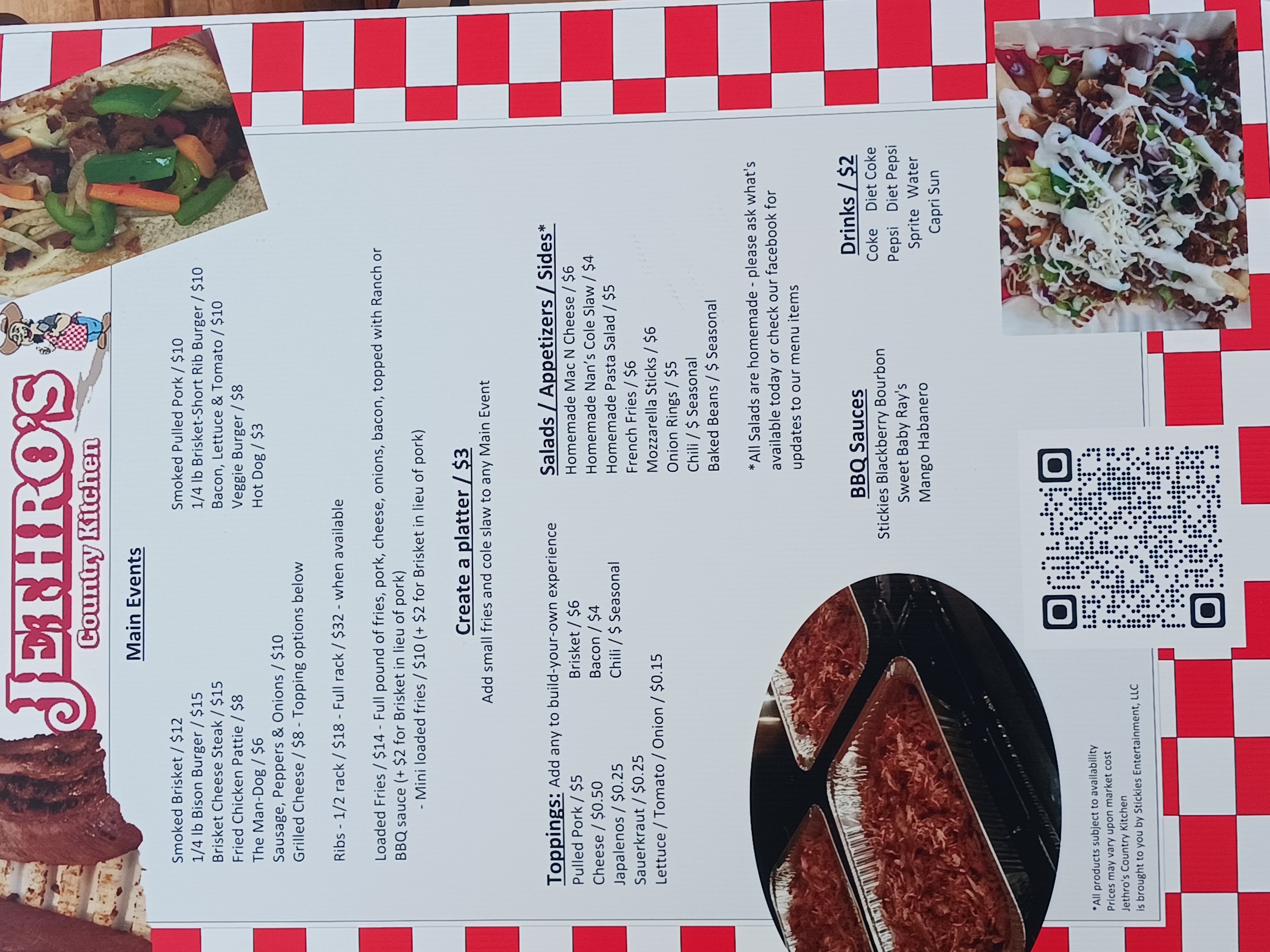 Jethro's Country Kitchen Menu