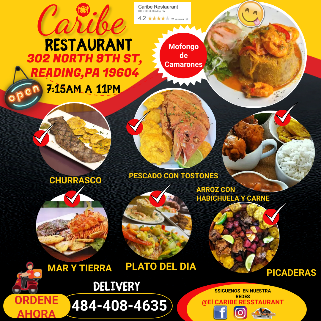 Caribe Restaurant Menu