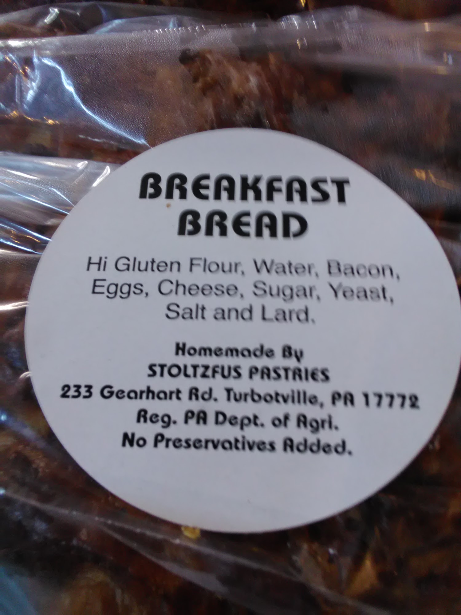 Stoltzfus Pastries Menu