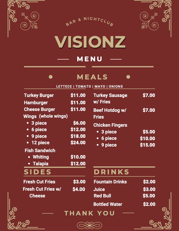 Visionz Menu