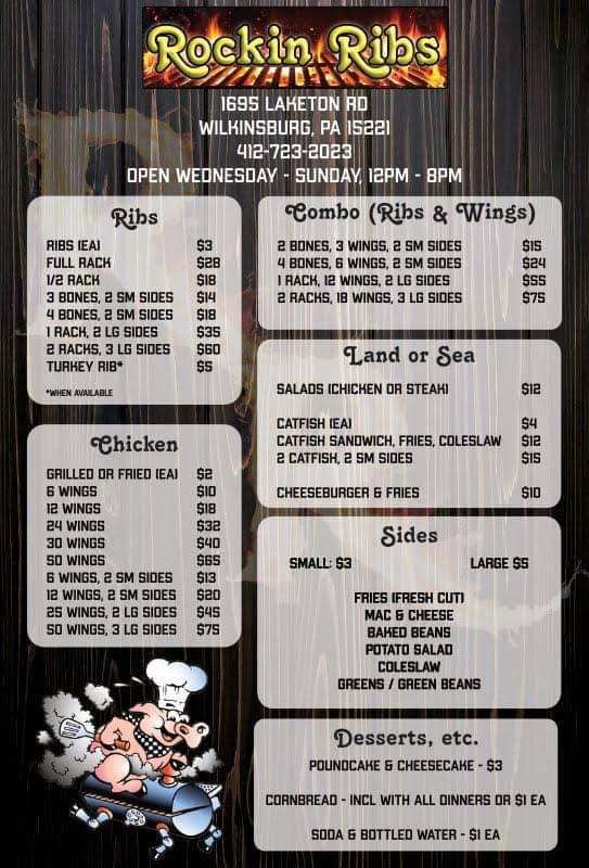 Rockin Ribs Menu