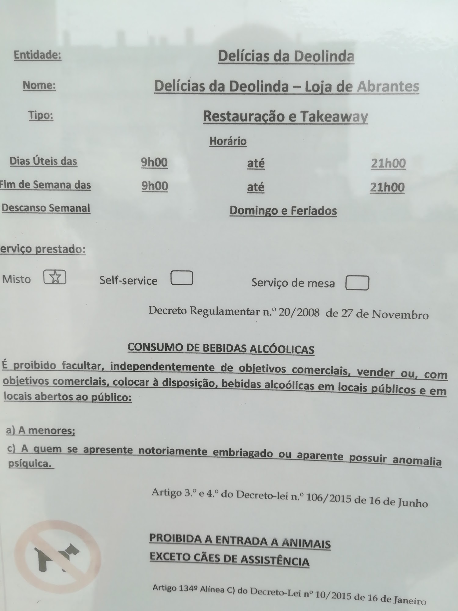 Delicias da Deolinda Menu
