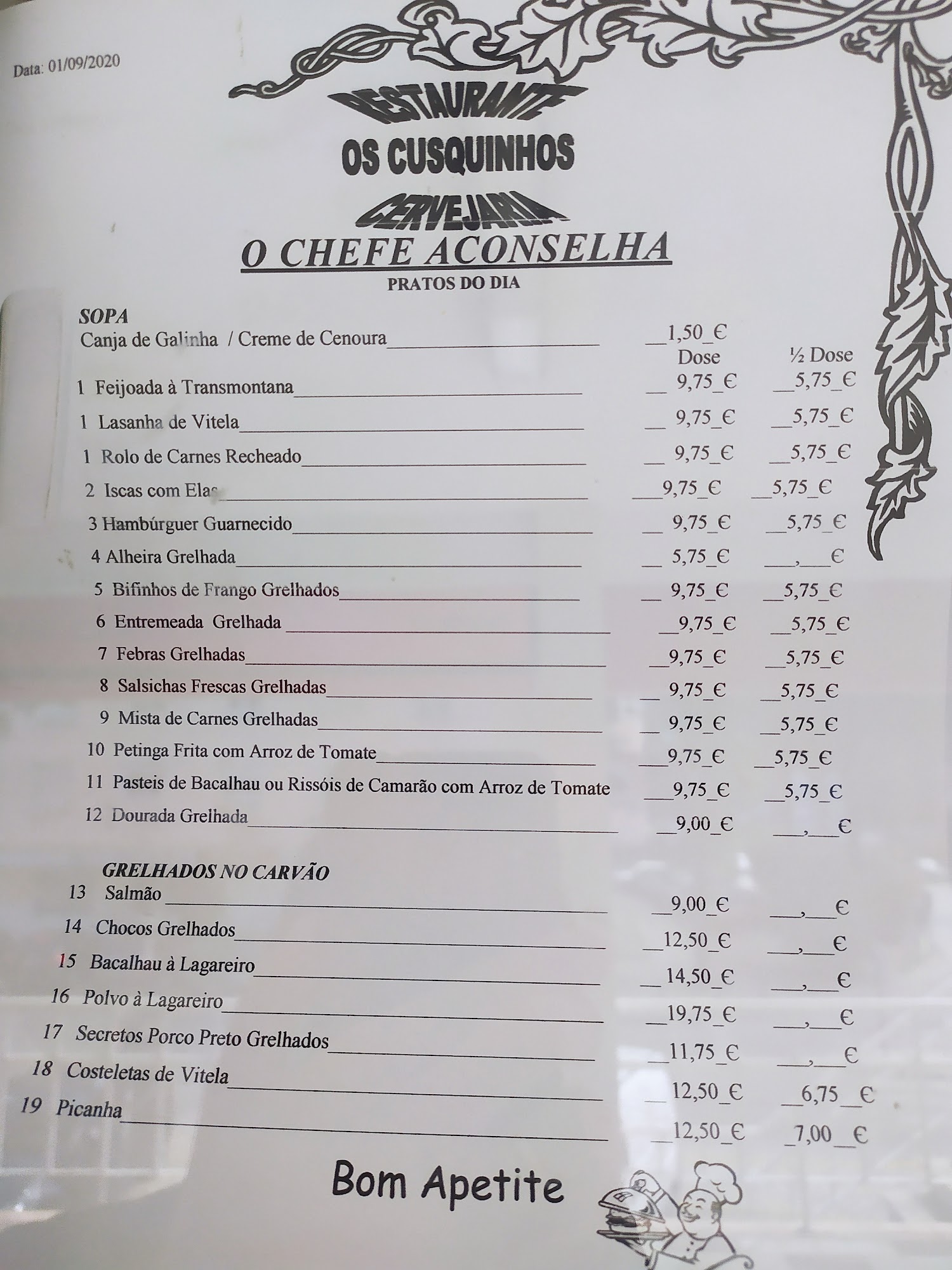 Cusquinhos Menu