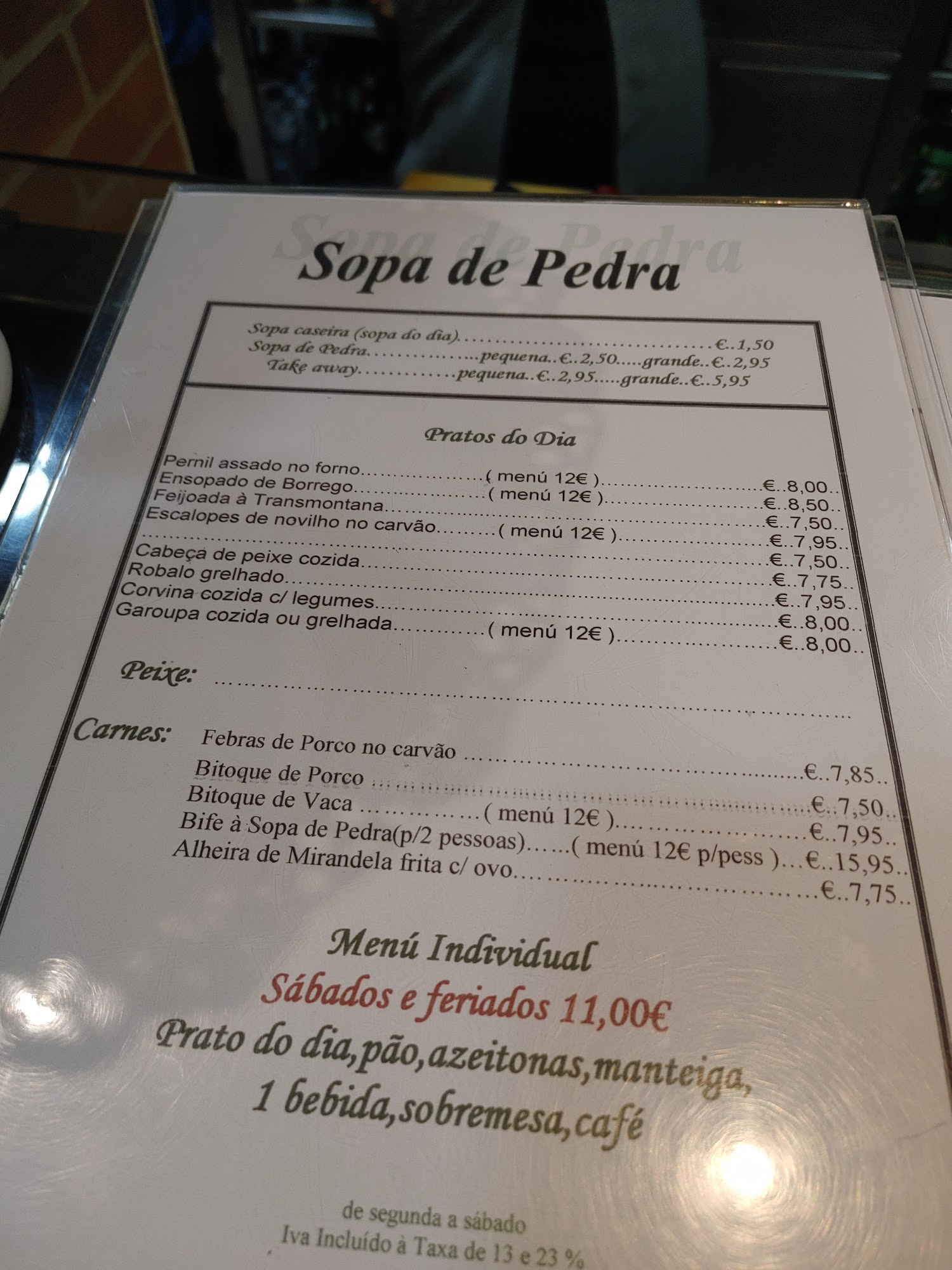 Sopa de Pedra (Restaurante Sopa de Pedra) Menu