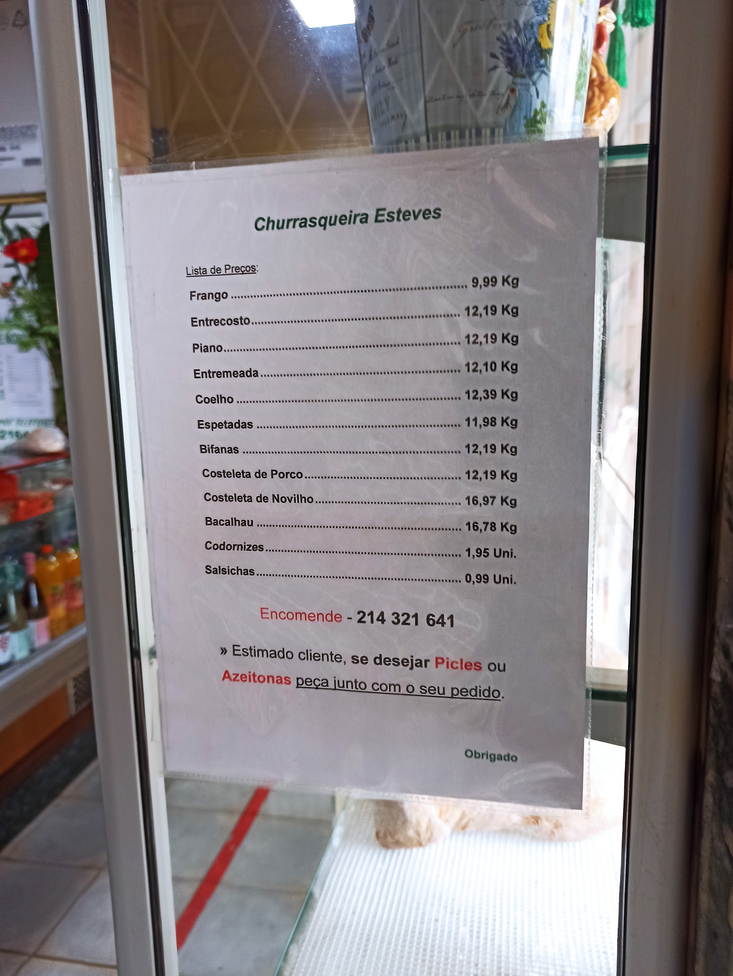 Churrasqueira Esteves Menu