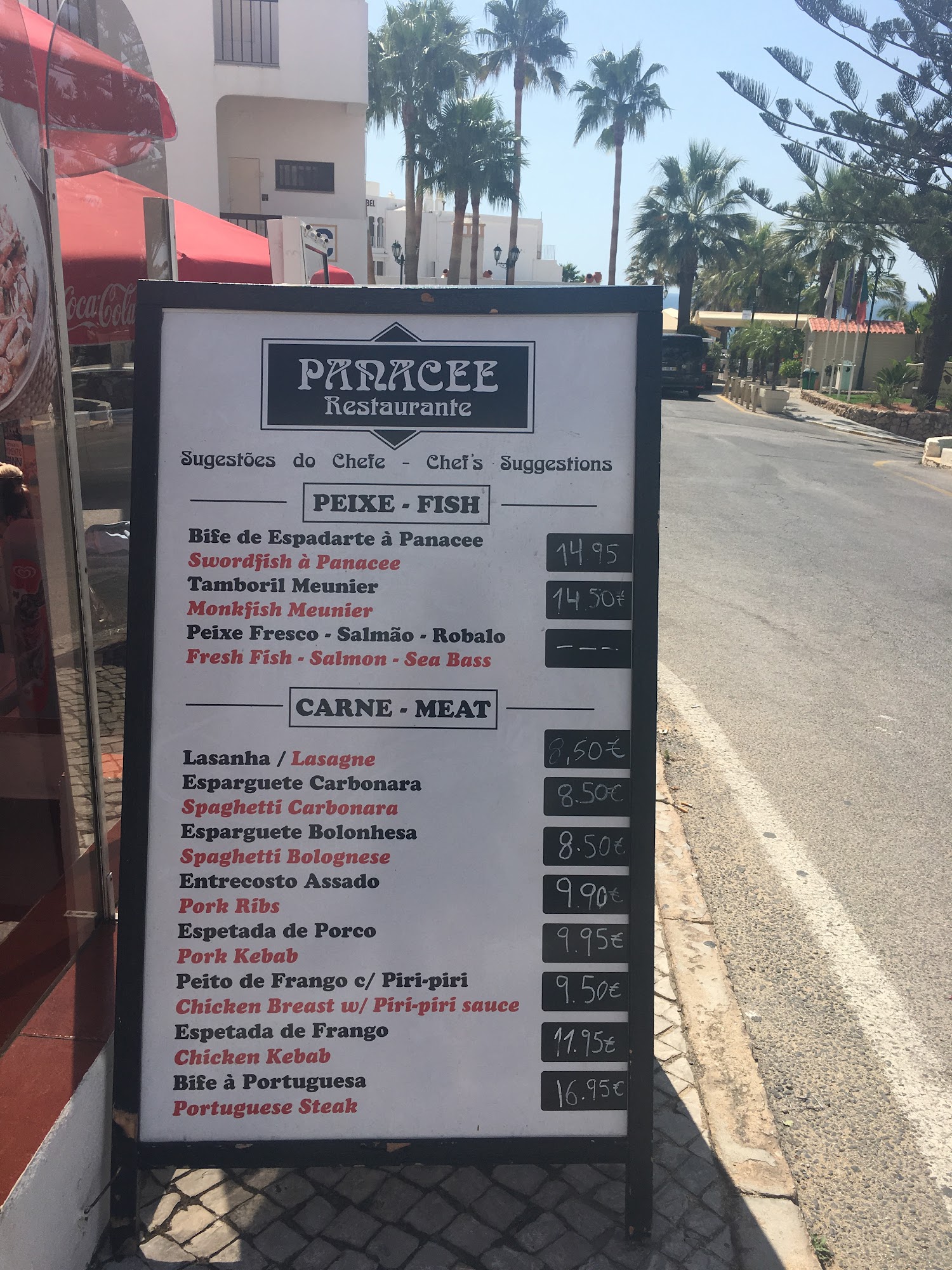 Panacee Menu