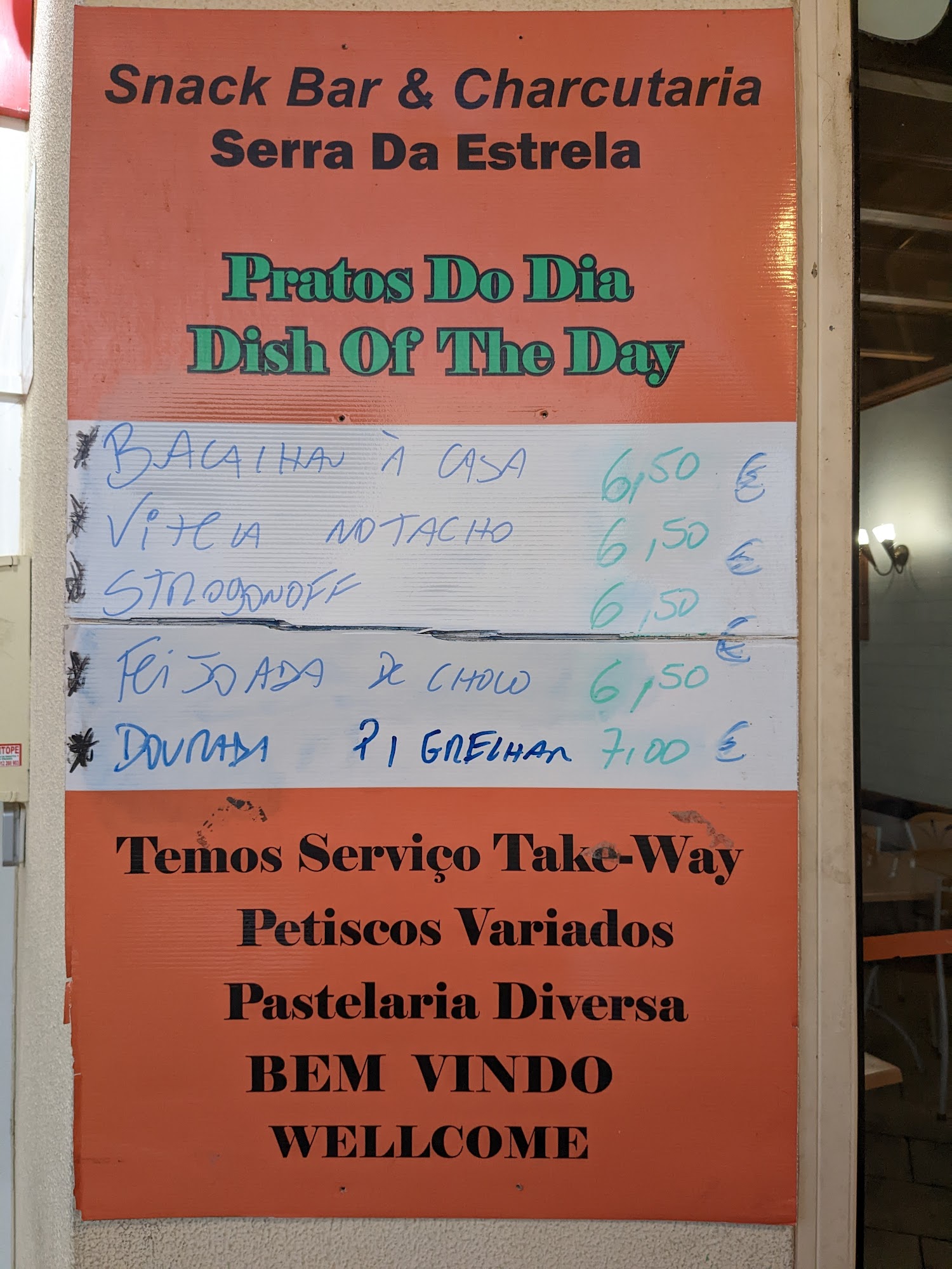 Snack Bar Serra Da Estrela Menu