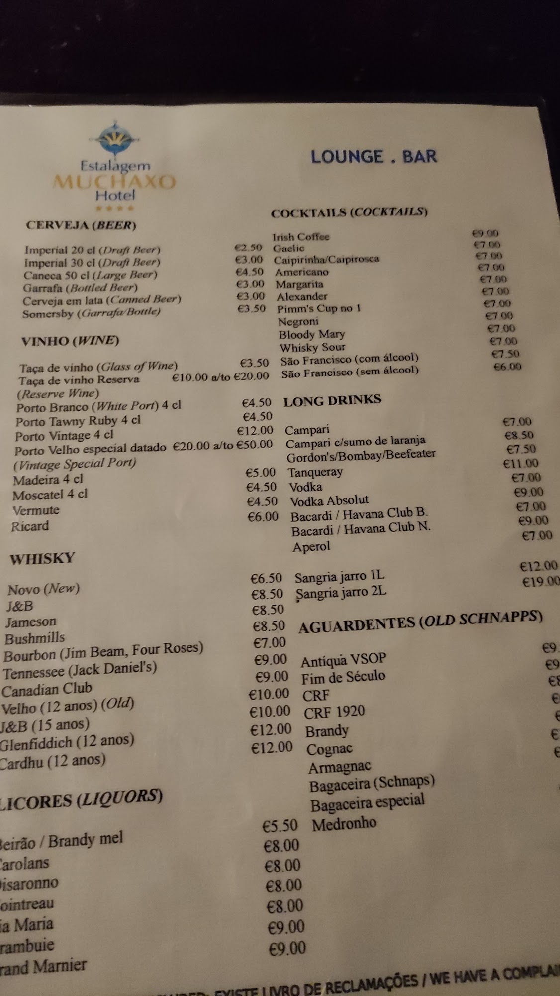 Estalagem Muchaxo Menu