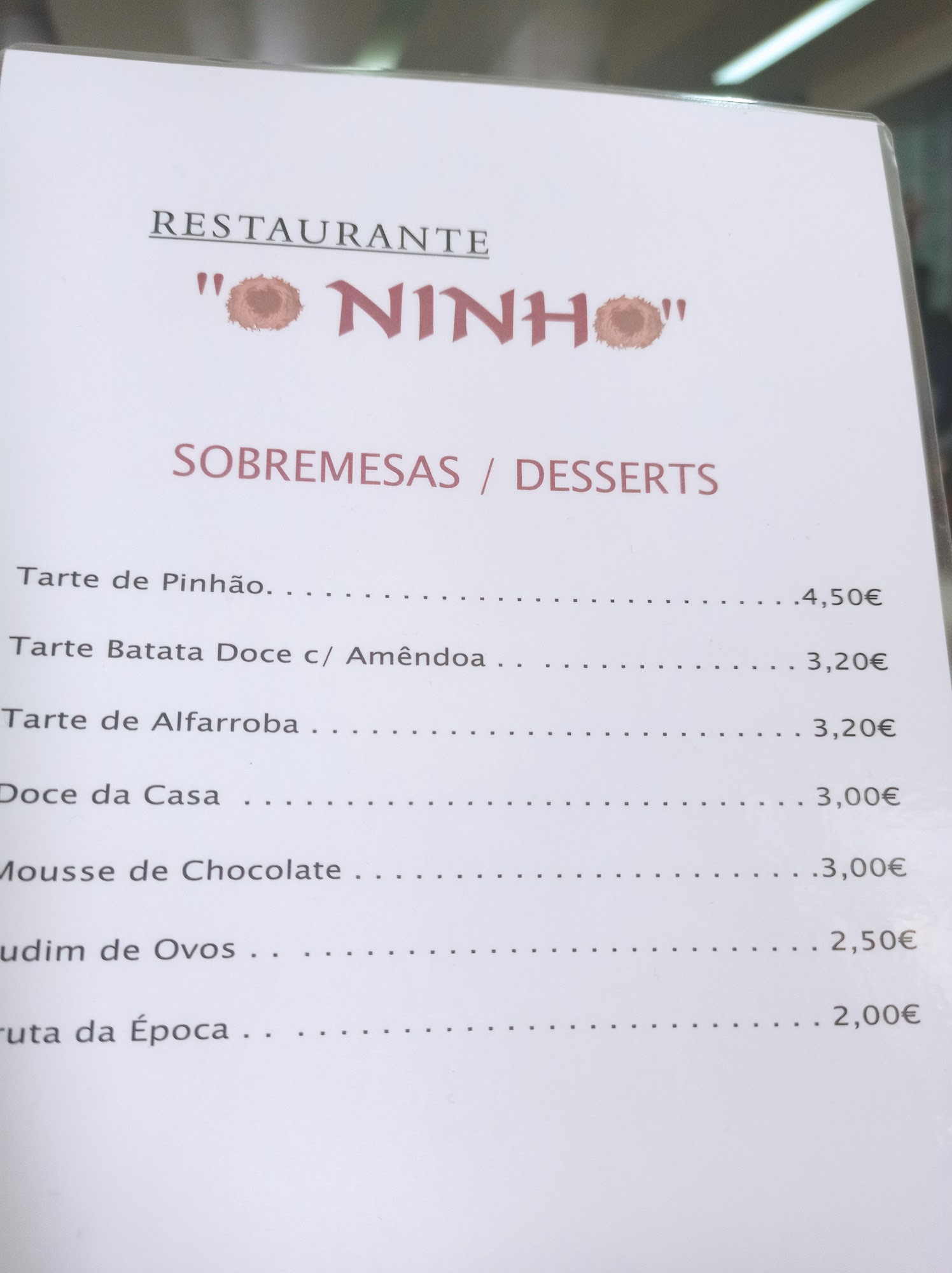 O Ninho Menu