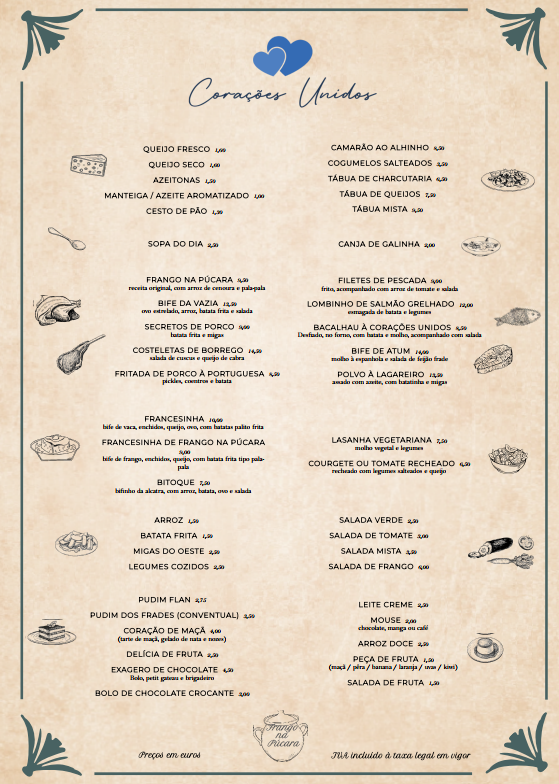 Pensão Corações Unidos (Corações Unidos) Menu