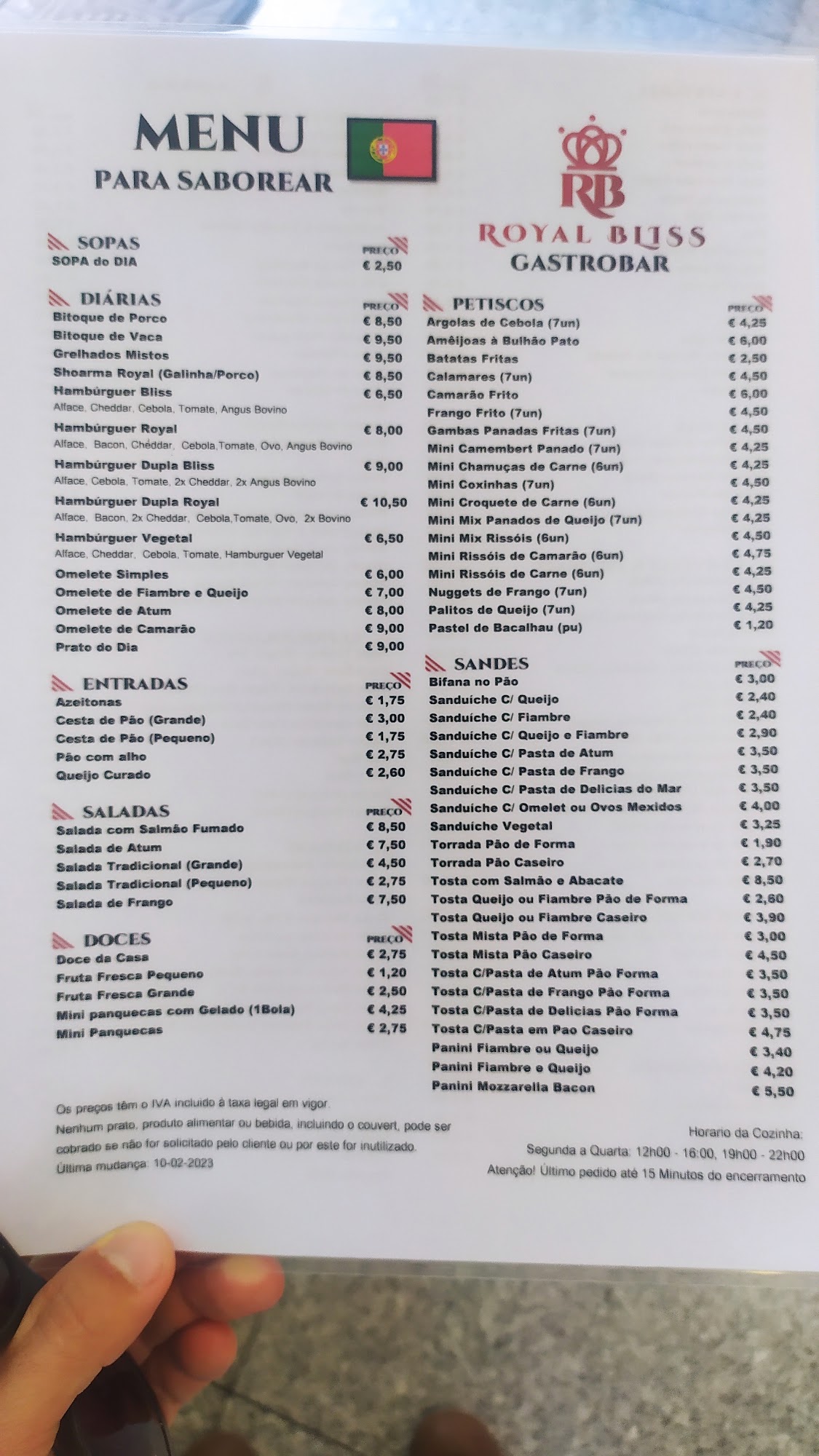 Royal Bliss Gastrobar Menu