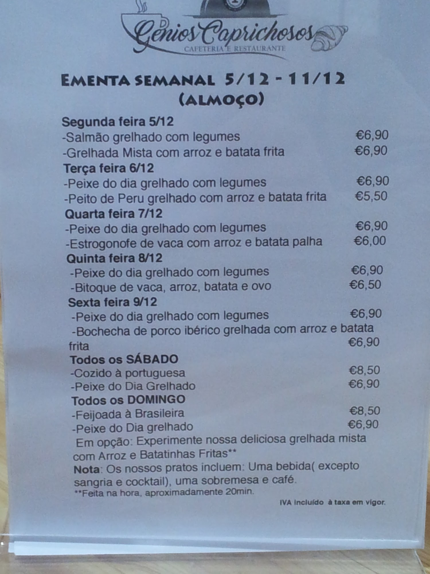 Café Central de Ouressa (Sensações) Menu