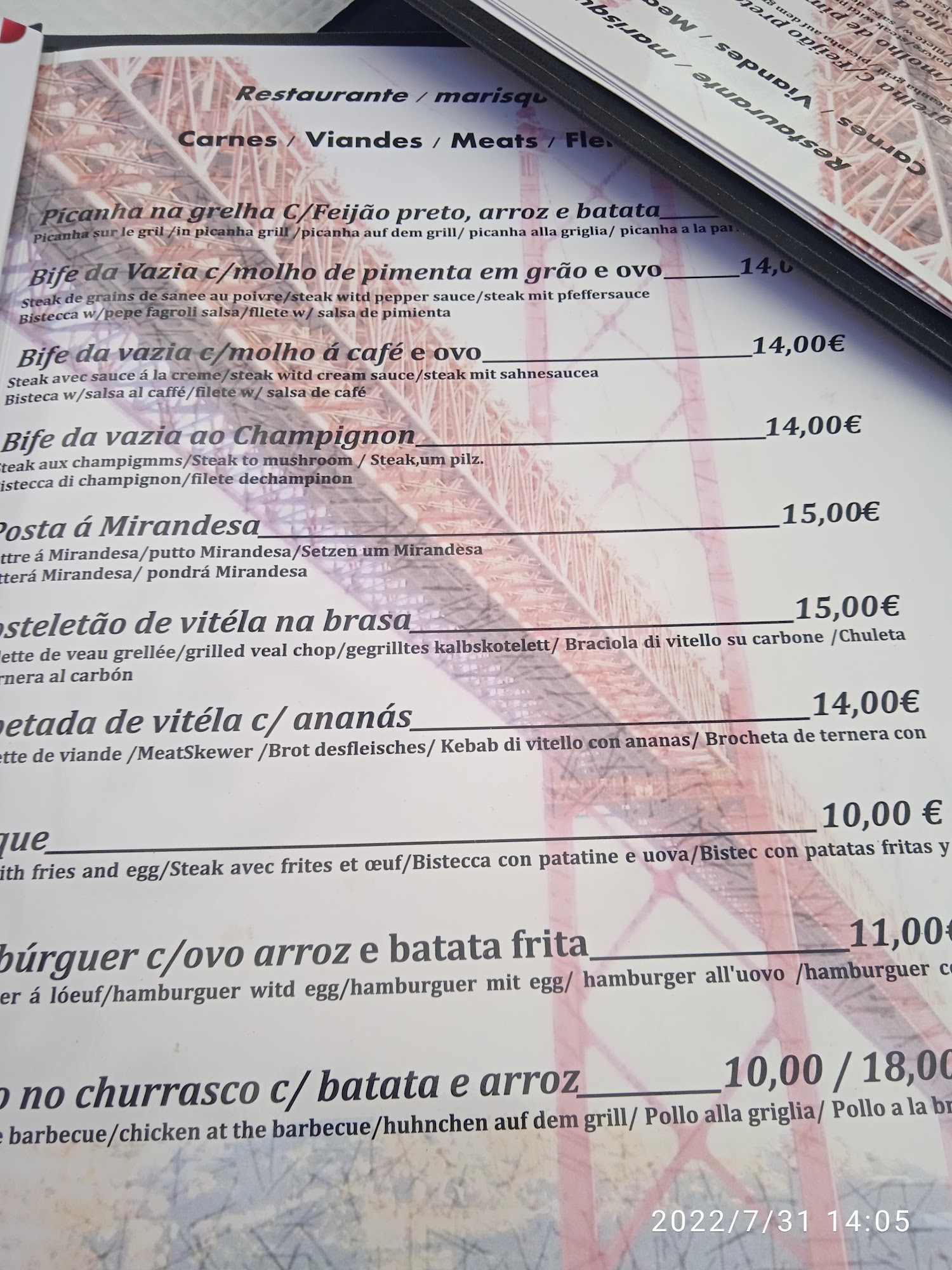 Além Tejo Menu