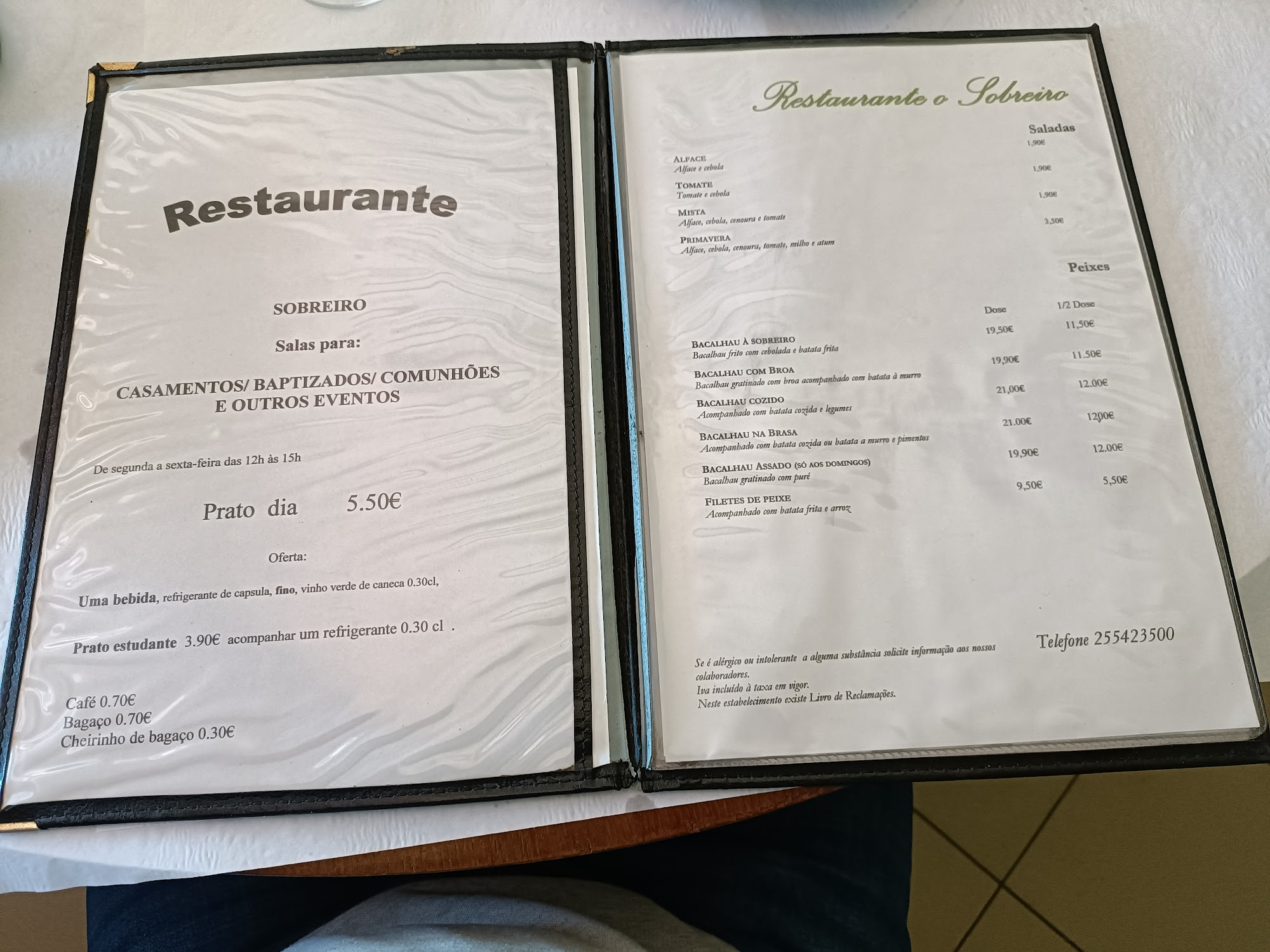 O Sobreiro Menu
