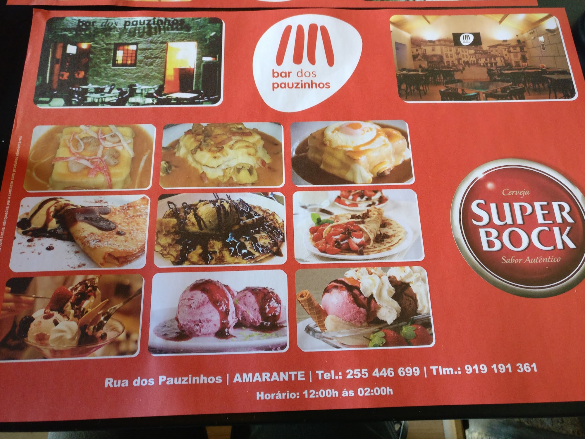 Bar dos Pauzinhos Menu