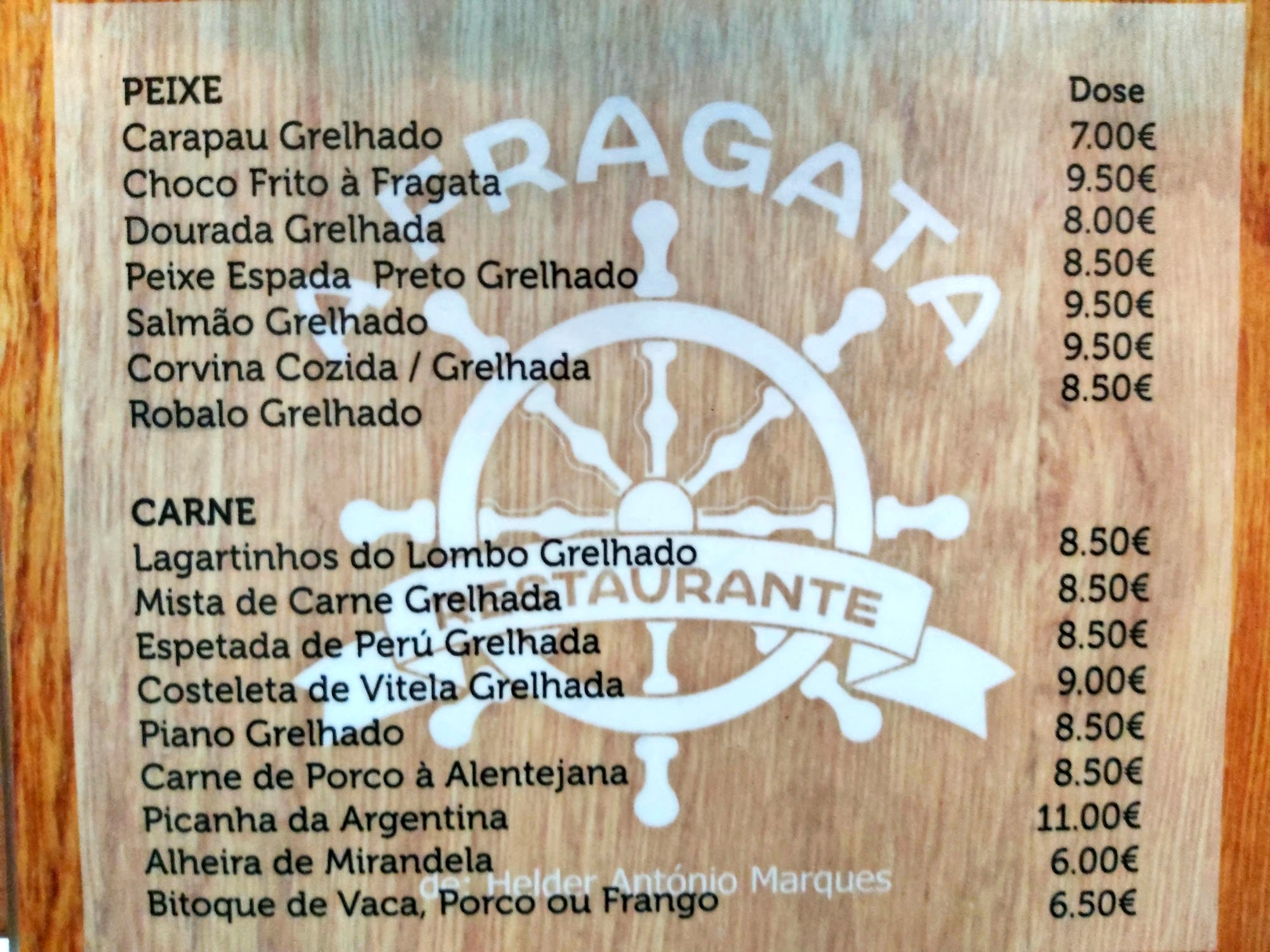 A Fragata Menu
