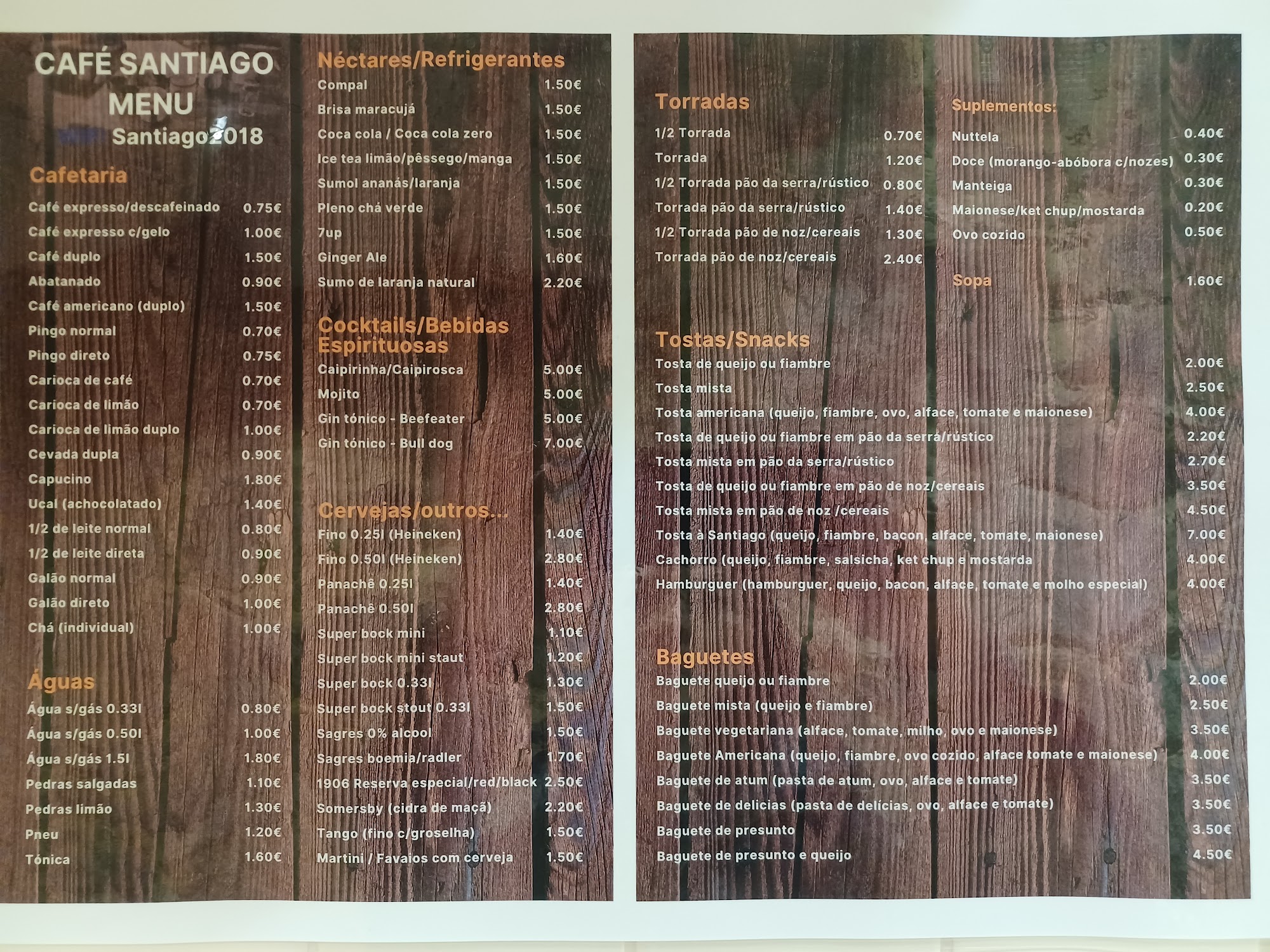 Café Santiago Menu