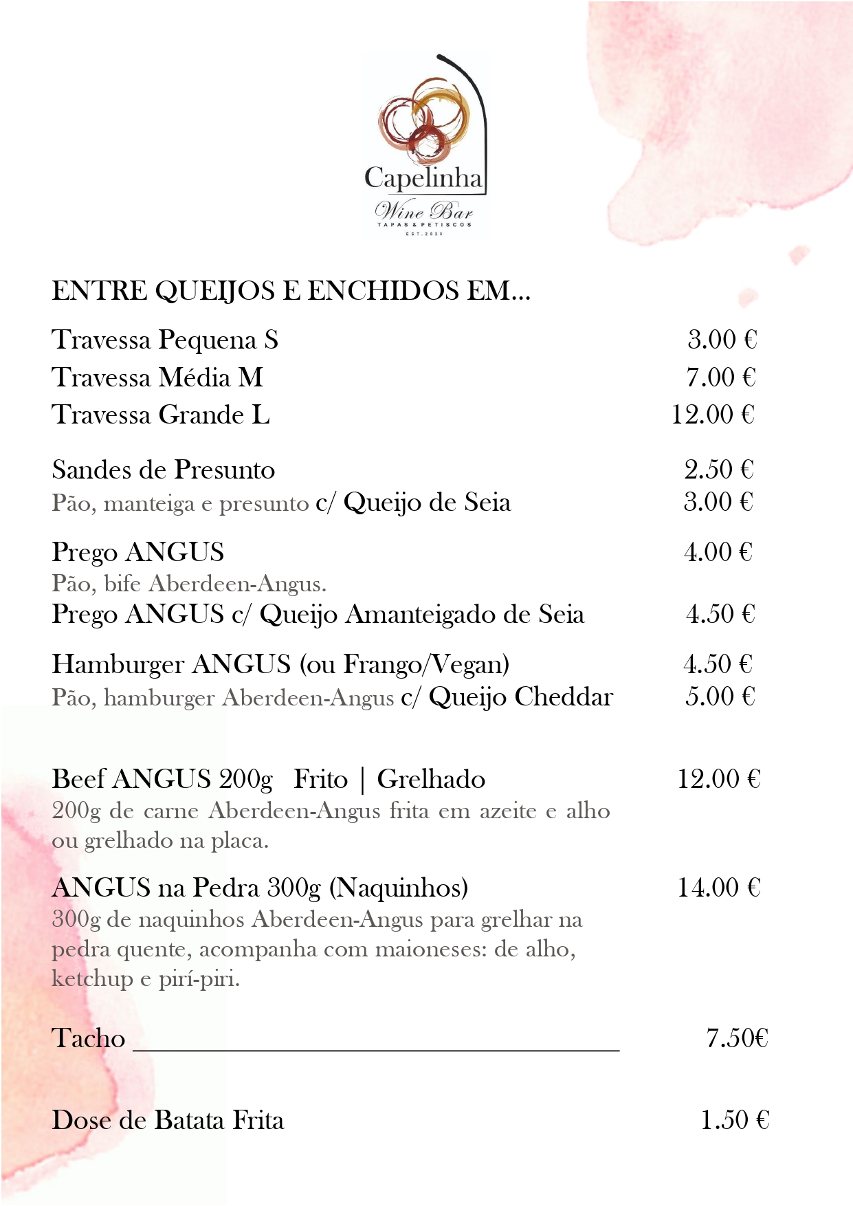 Capelinha Menu