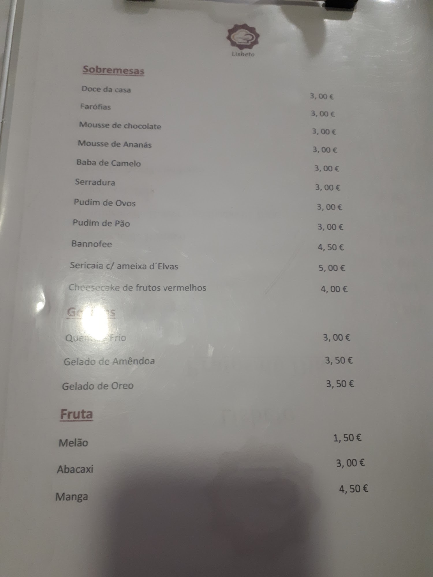 Lisbeto (Restaurante Lisbeto) Menu