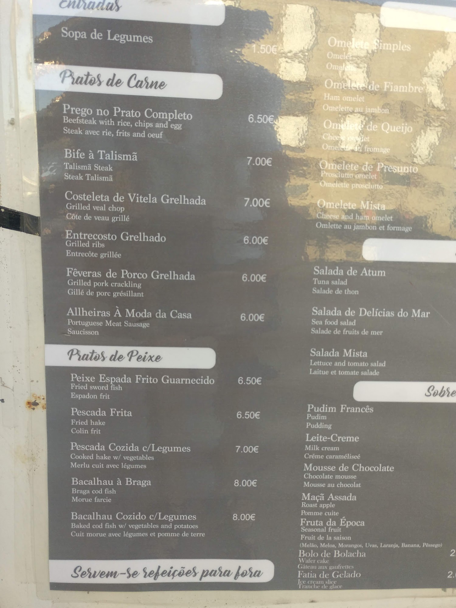 Restaurante Talismã Menu