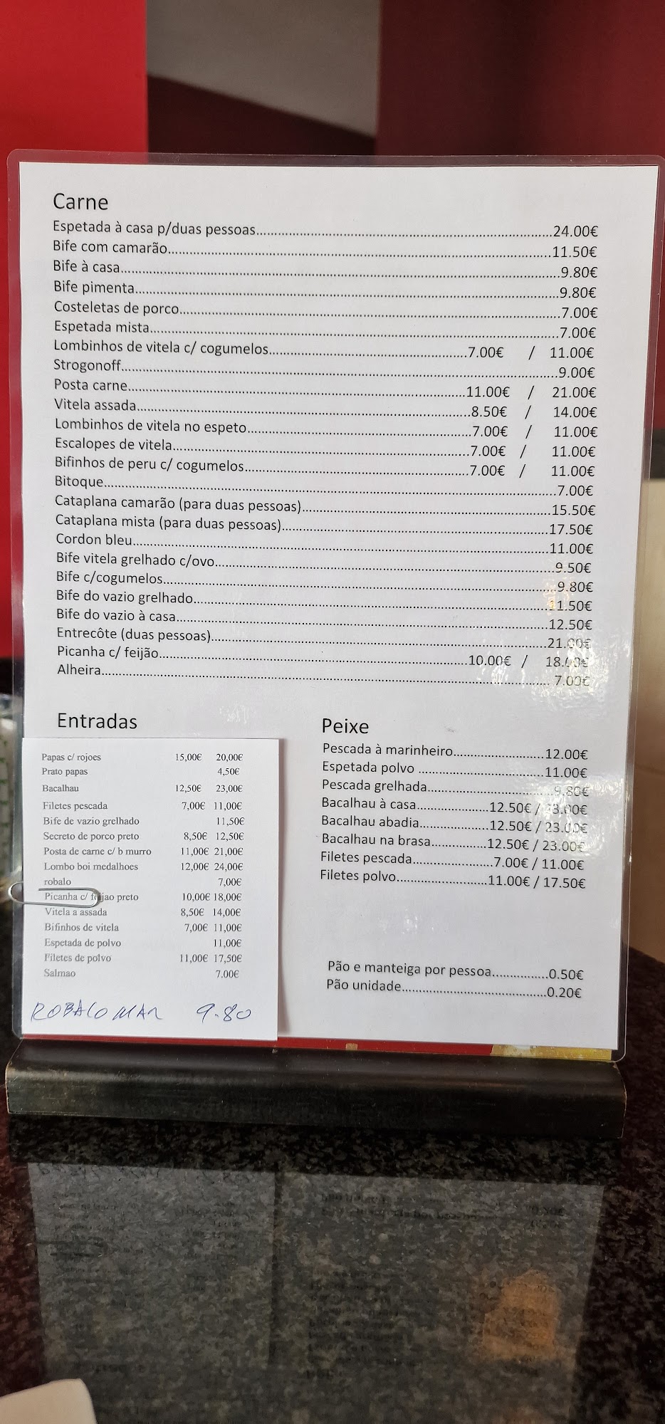 Restaurante Costa Menu