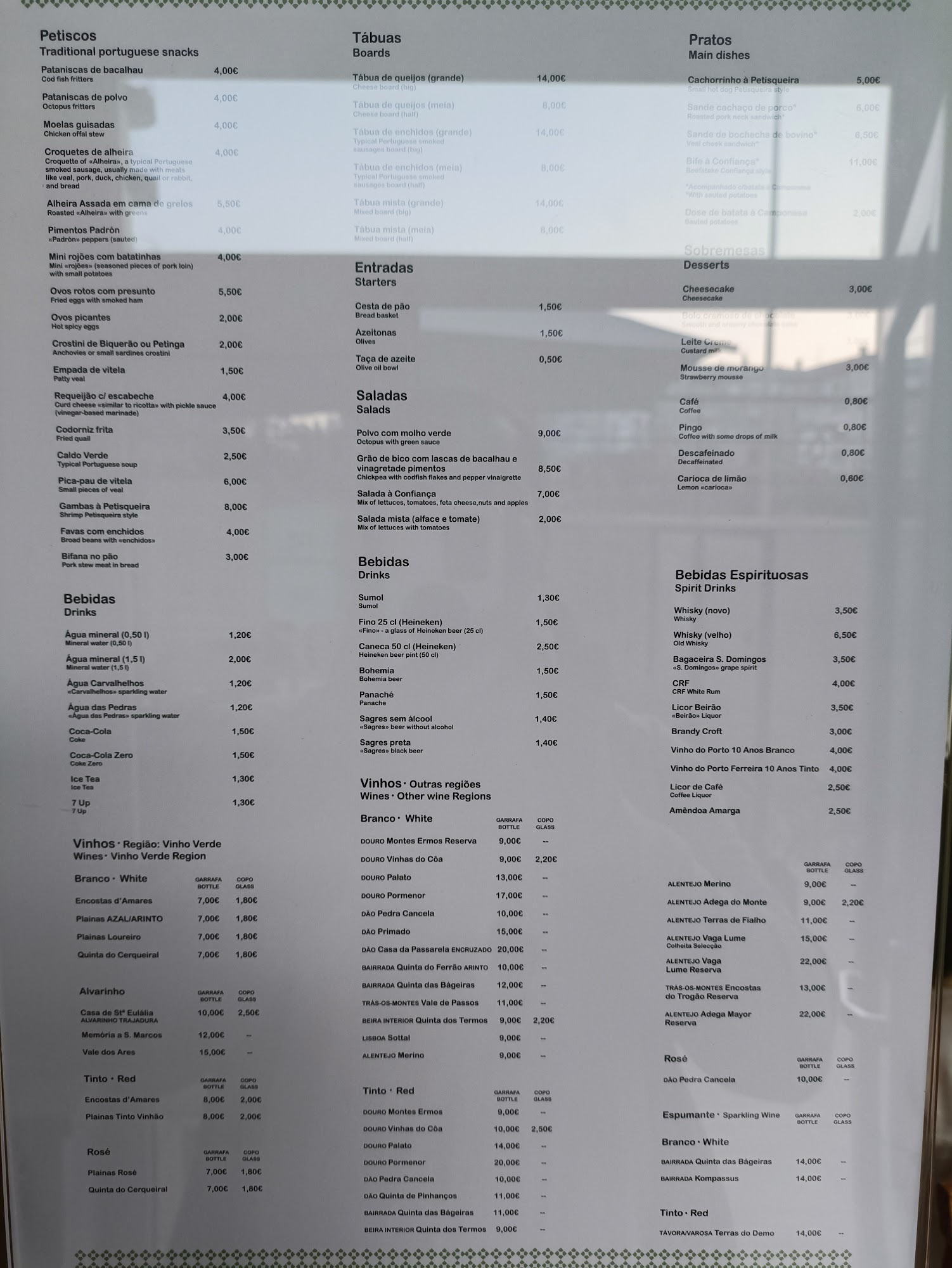 Petisqueira Confiança Menu