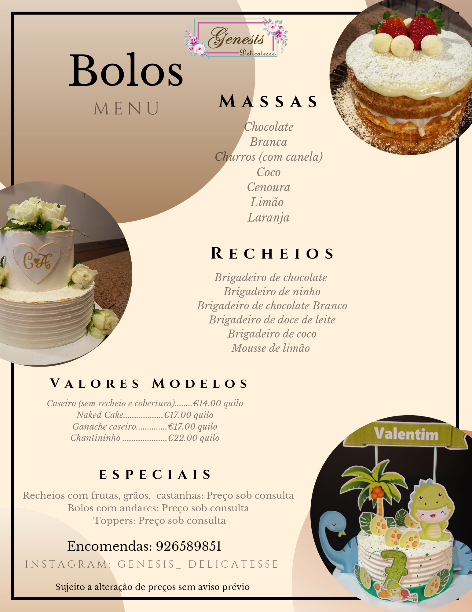 Génesis Delicatesse Menu