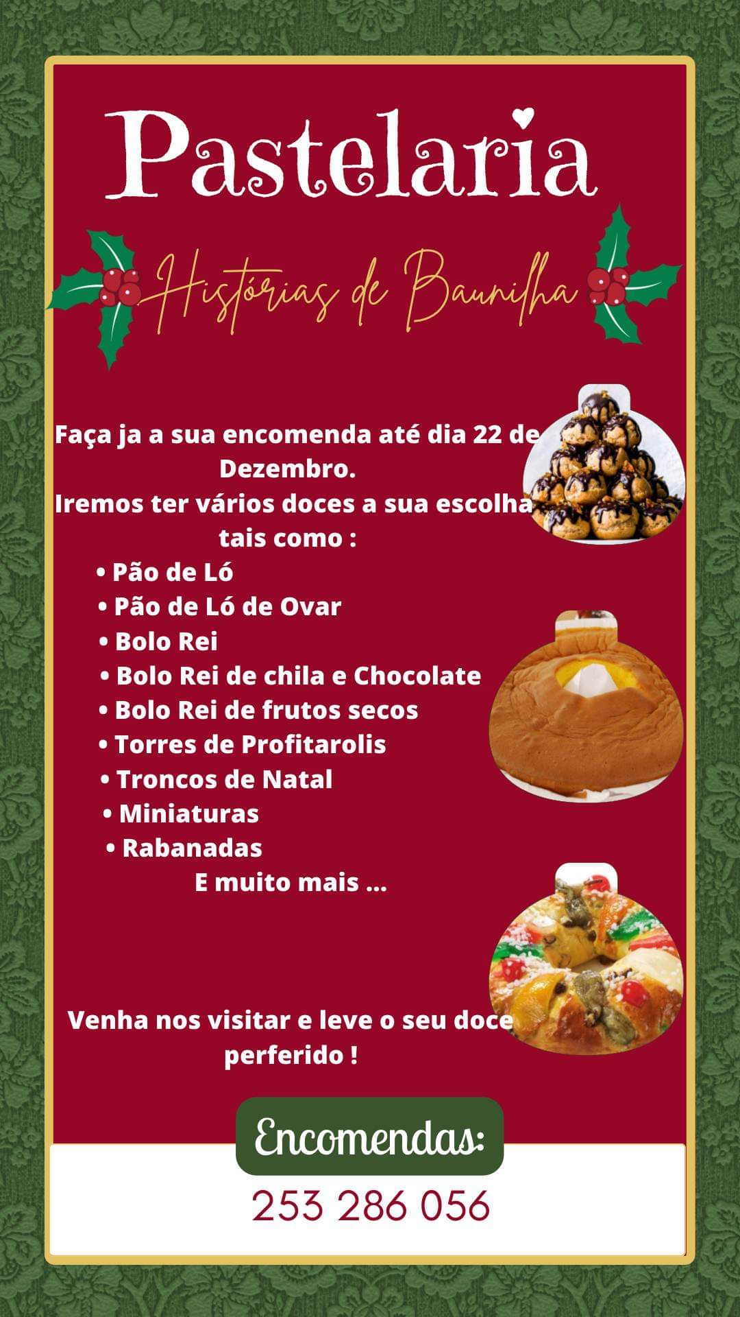 Pastelaria Histórias de Baunilha Menu