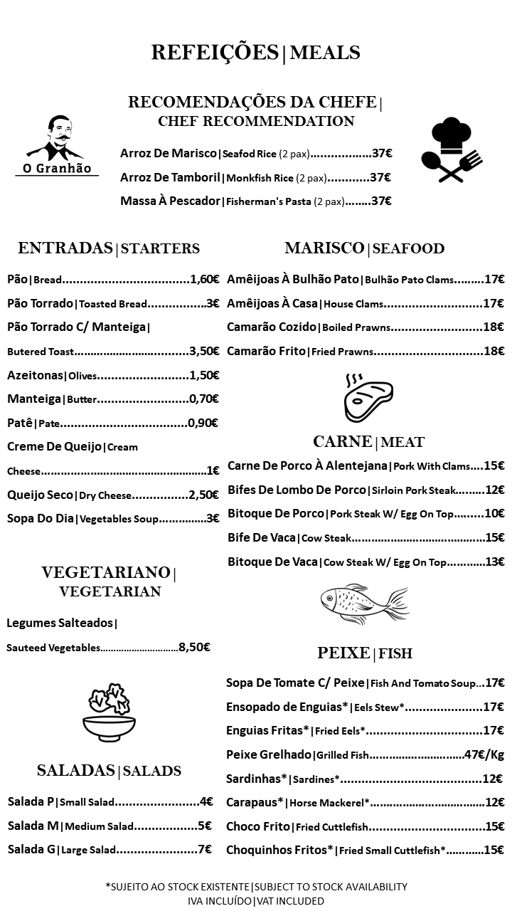 O Granhão Menu