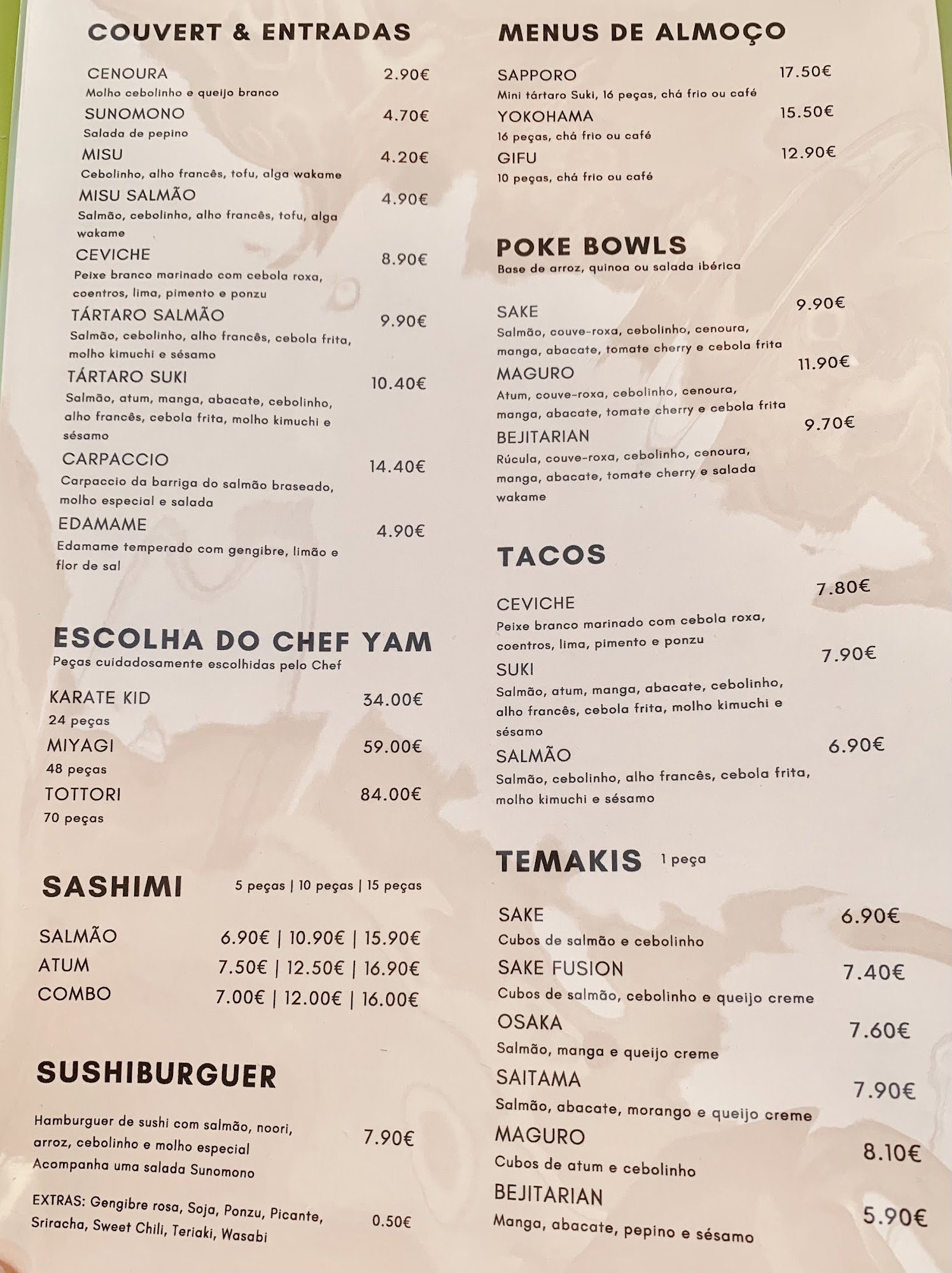 SUKI Sushi Café Menu
