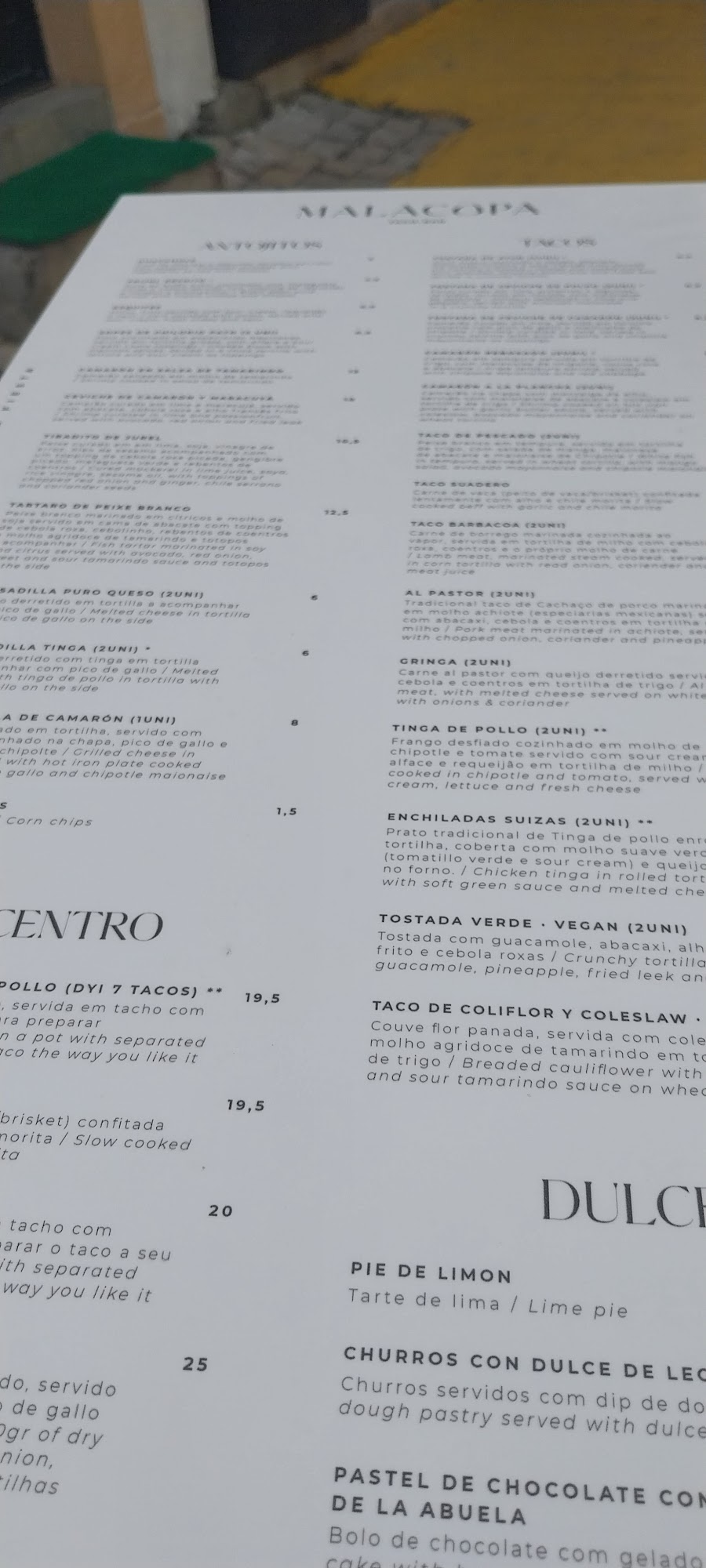 Bairro Amarelo Cascais - Food District Menu