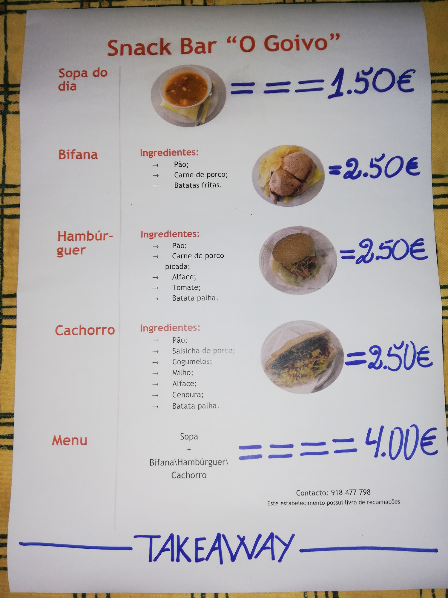 O Goivo Menu
