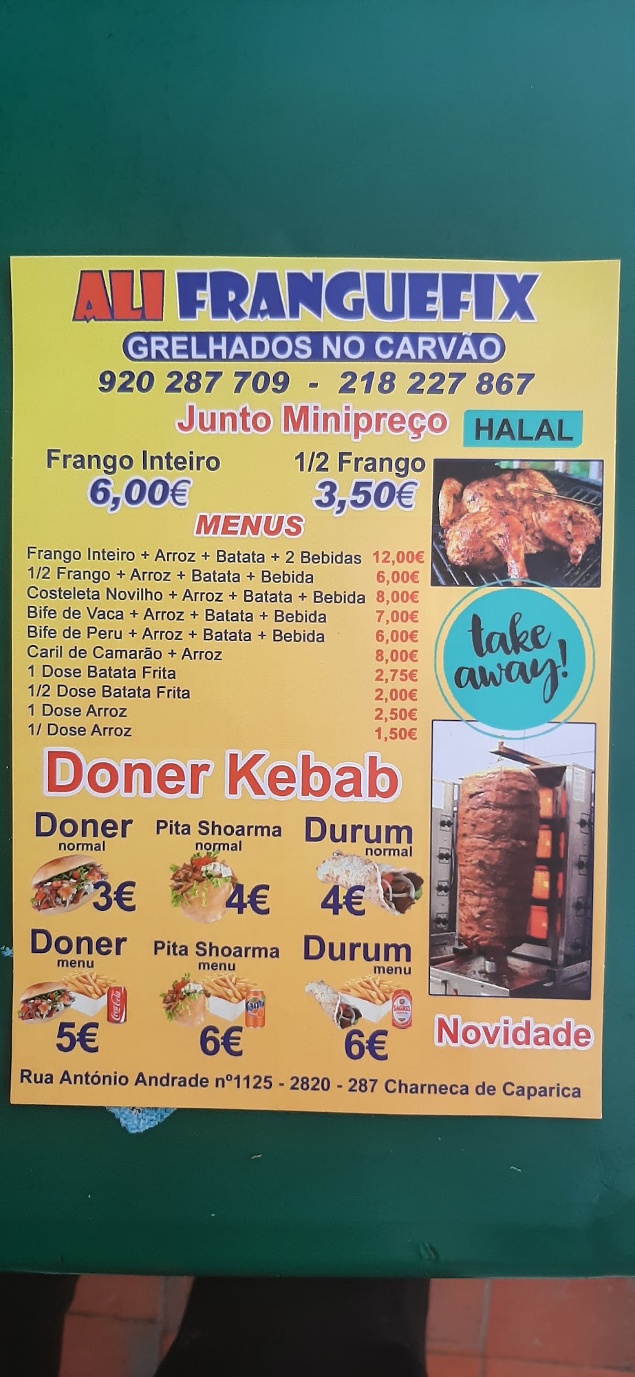 ALI FRANGUEFIX Menu