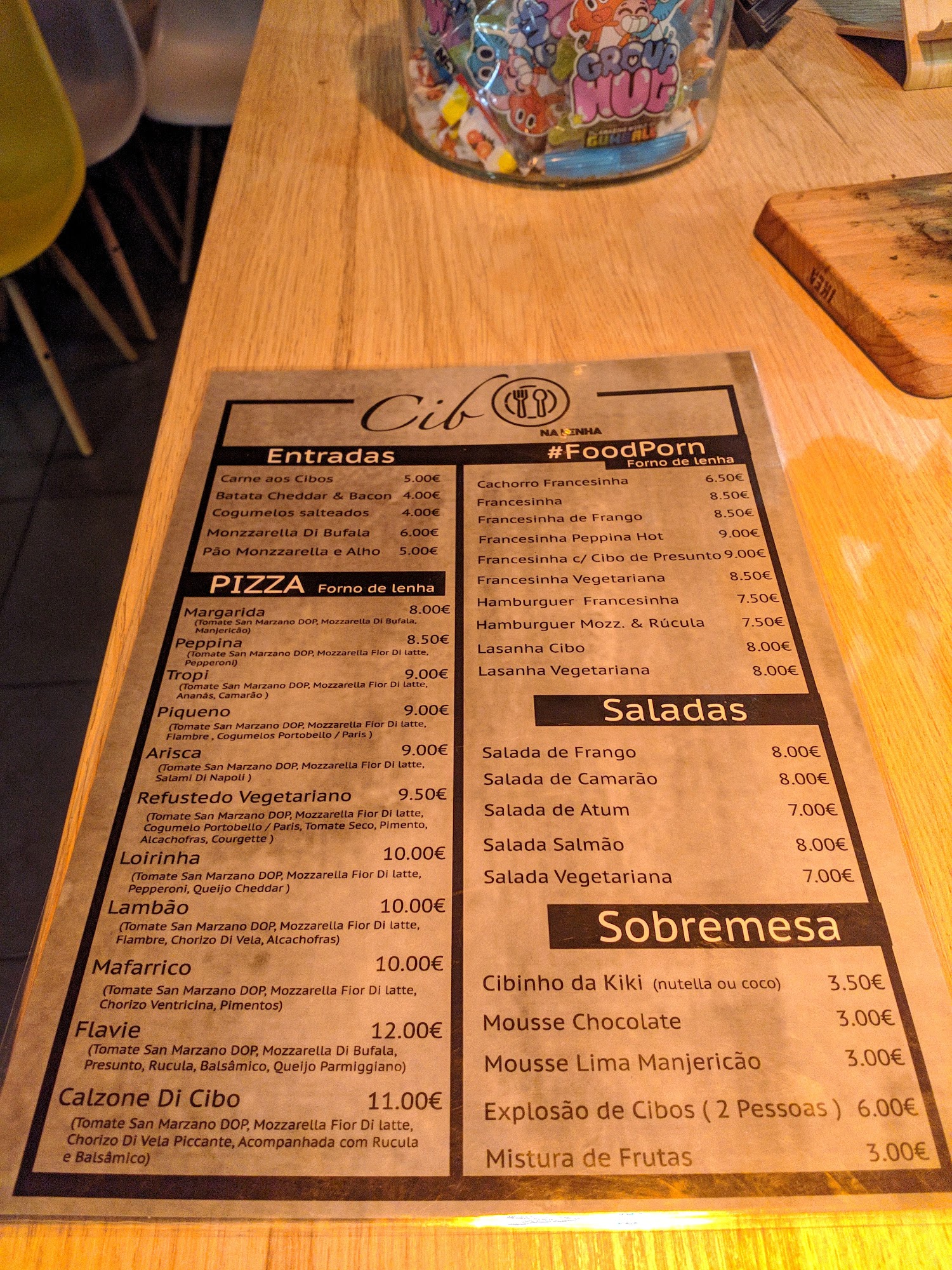 Cibo na Lenha Menu