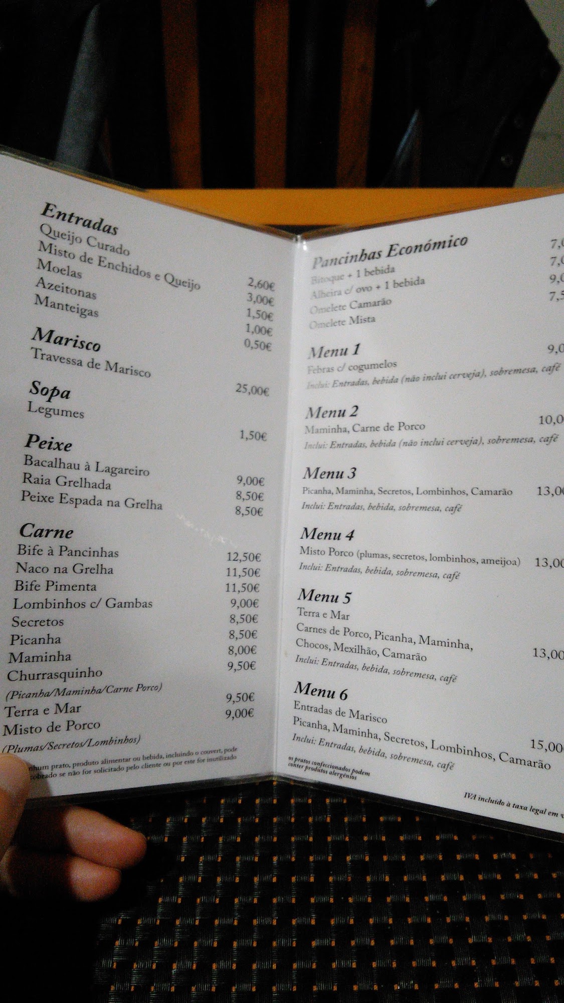 Restaurante O Pancinhas Menu