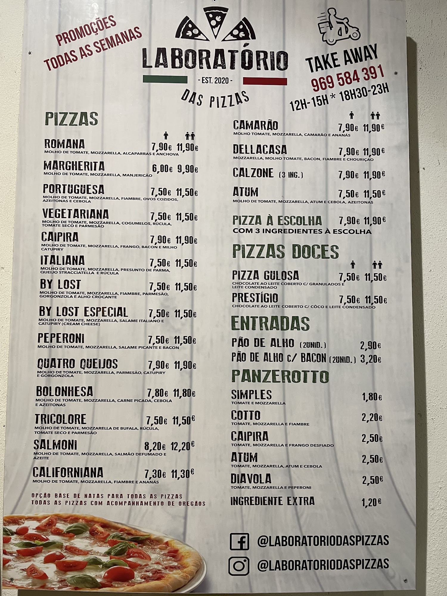 Laboratório das Pizzas Menu