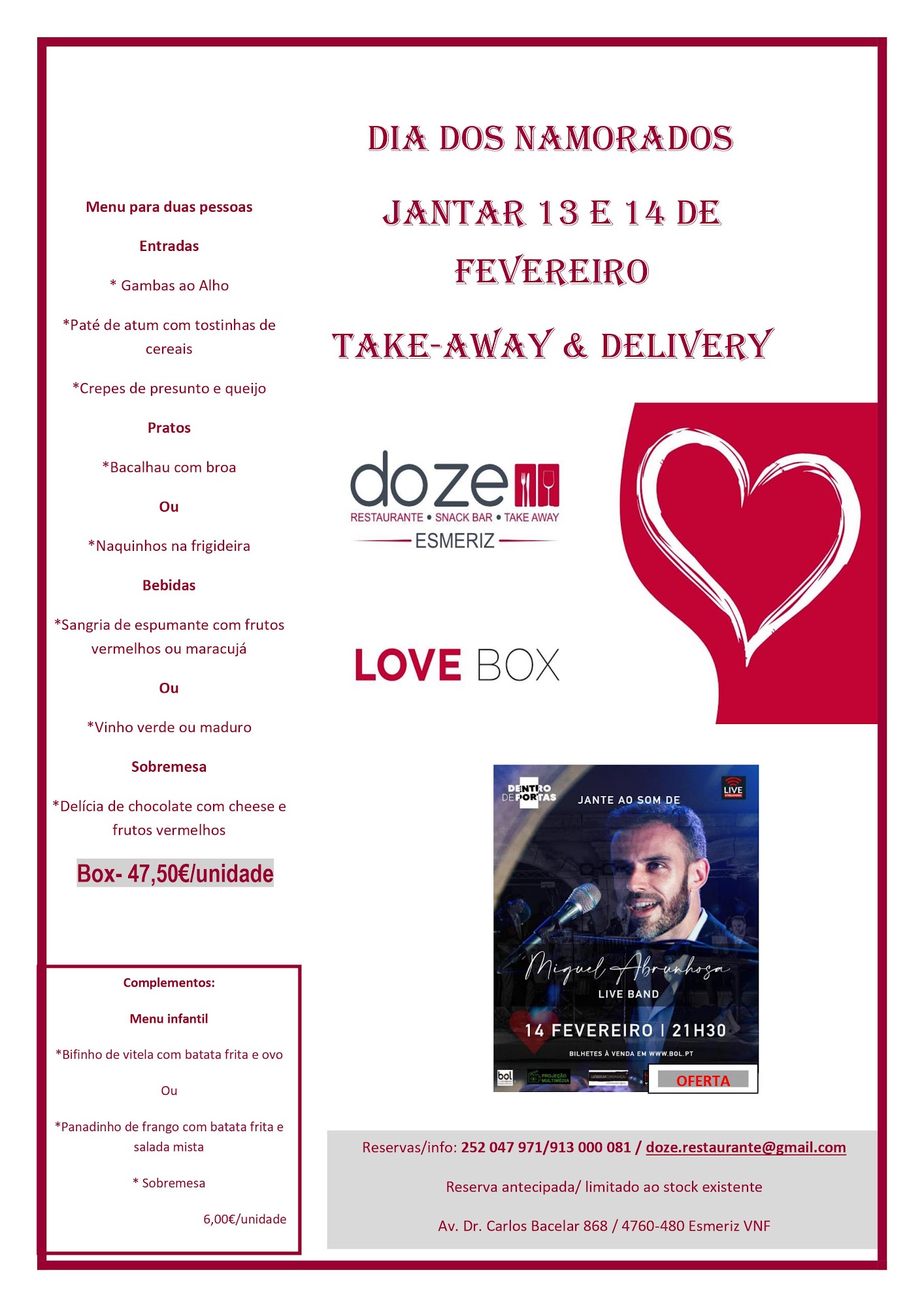 DOZE restaurante Menu