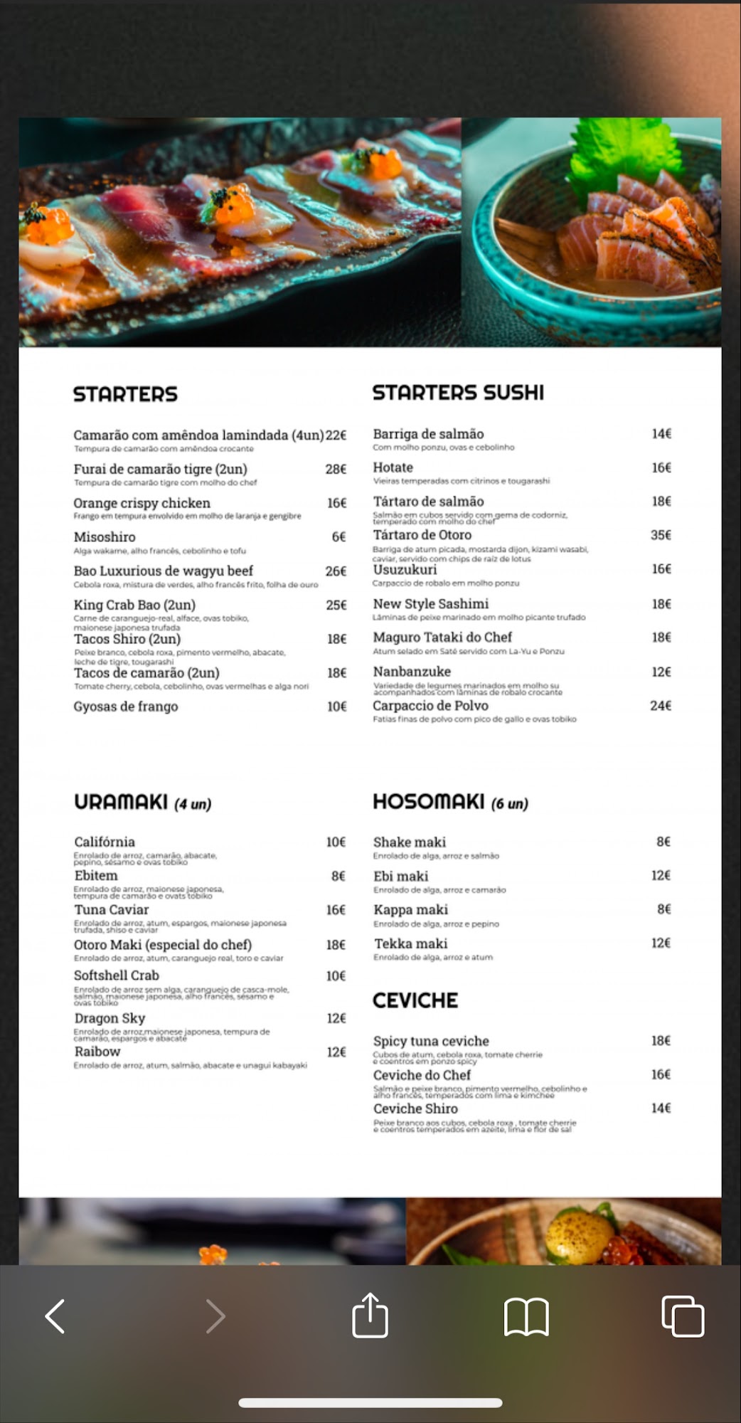Sky Valley Restaurant & Sushibar Menu