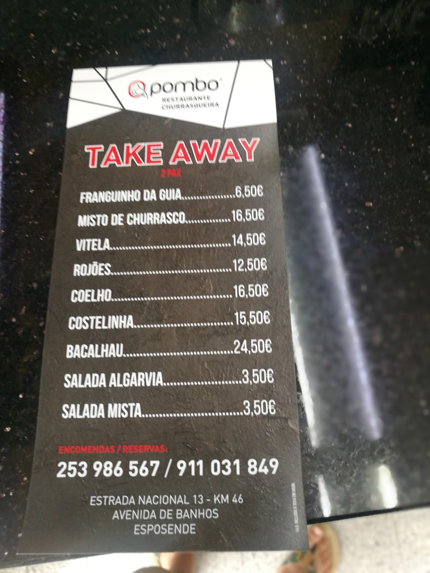 RESTAURANTE O POMBO Menu