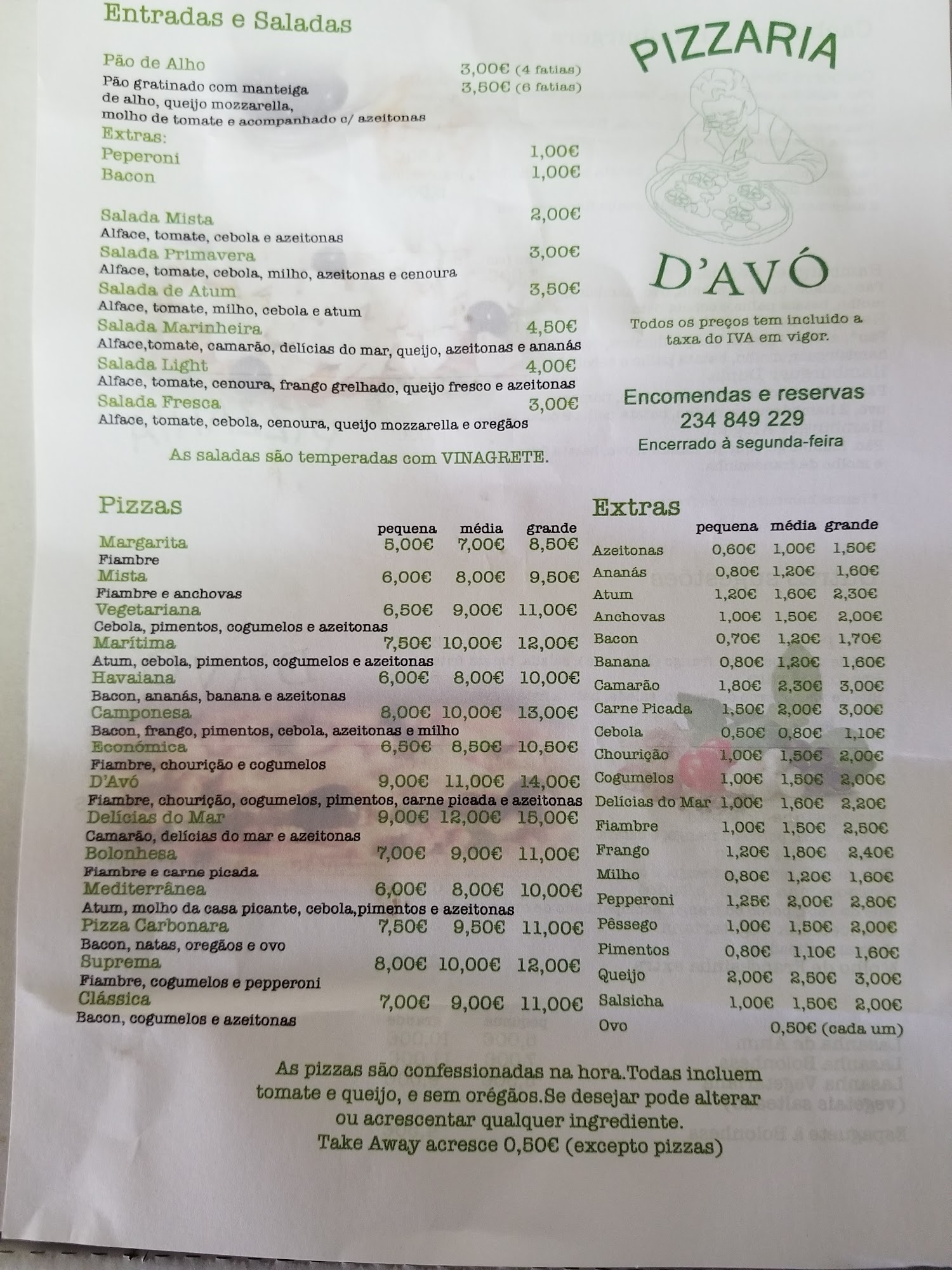 Pizzaria d'Avó Menu
