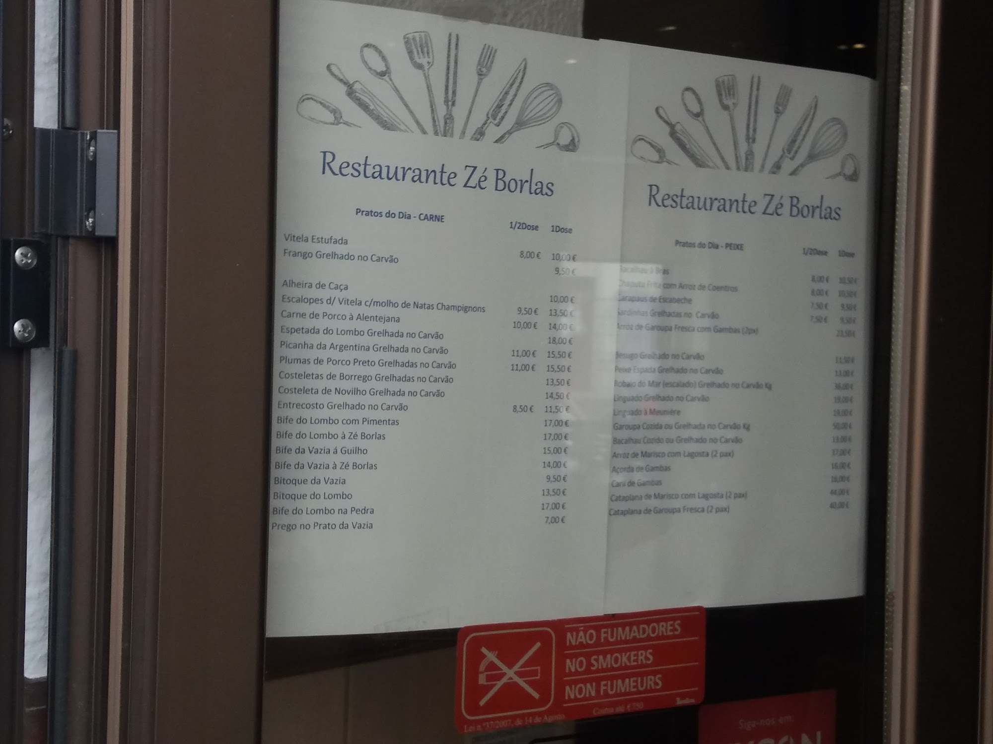 Zé Borlas Menu